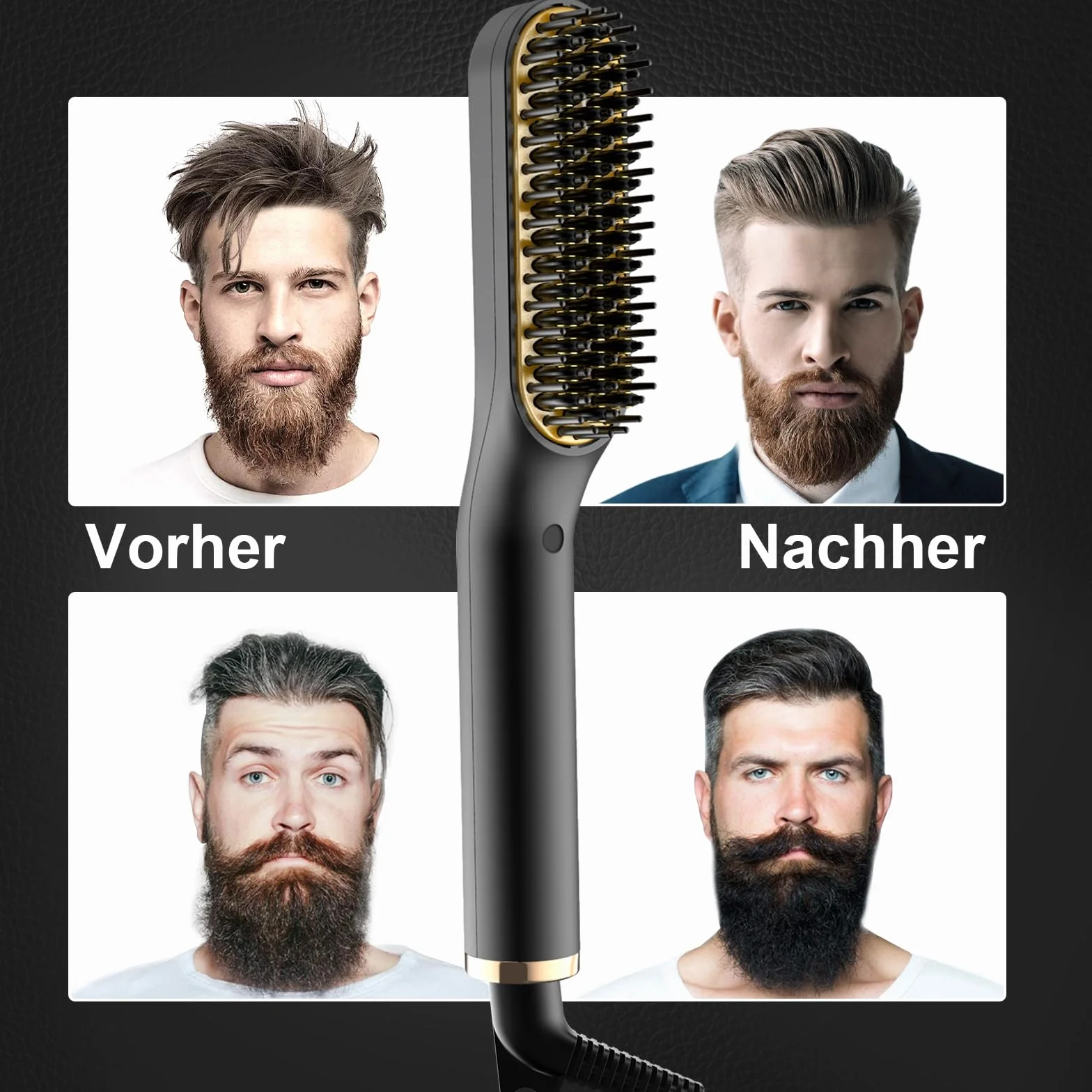 ANLAN Cepillo Alisador de Barba con 5 Niveles de Temperatura, Plancha de Pelo Flequillo Eléctrico Profesional Peine de Peluquería Multifuncional para Hombre Mujer