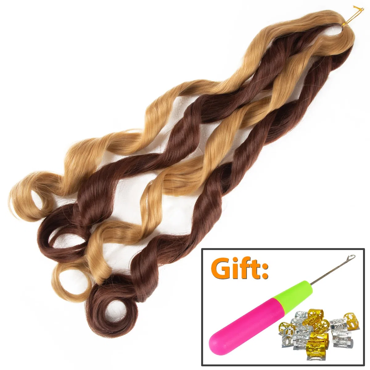 Curly Braiding Hair 24 Inch 8 Pack Bouncy French Braiding Hair extensions French Wavy Synthetic Crochet Hair Extensions (24 inch,27-33#)