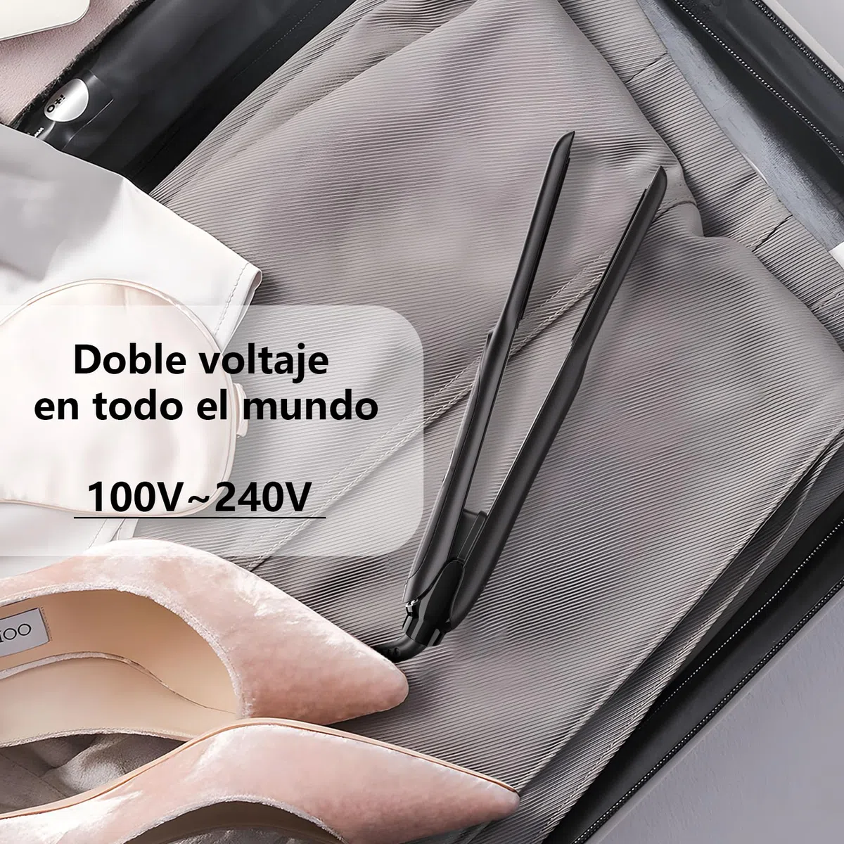 DSHOW Plancha de Pelo, Mini Plancha de Pelo para Mujer y Hombre, Doble Voltaje con Temperatura Ajustable, Apagado Automático, 15s Calentamiento Rápido