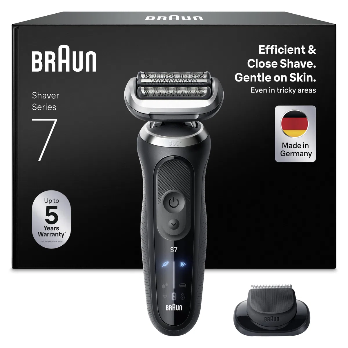 Braun Series 7 Afeitadora Eléctrica Hombre, 72-N1200SI, Negro - Máquina De Afeitar Barba Resistente al Agua, 3 Modos de Afeitado, Recargable, 60 Min De Uso, Recortadora De Precisión, Estuche De Viaje