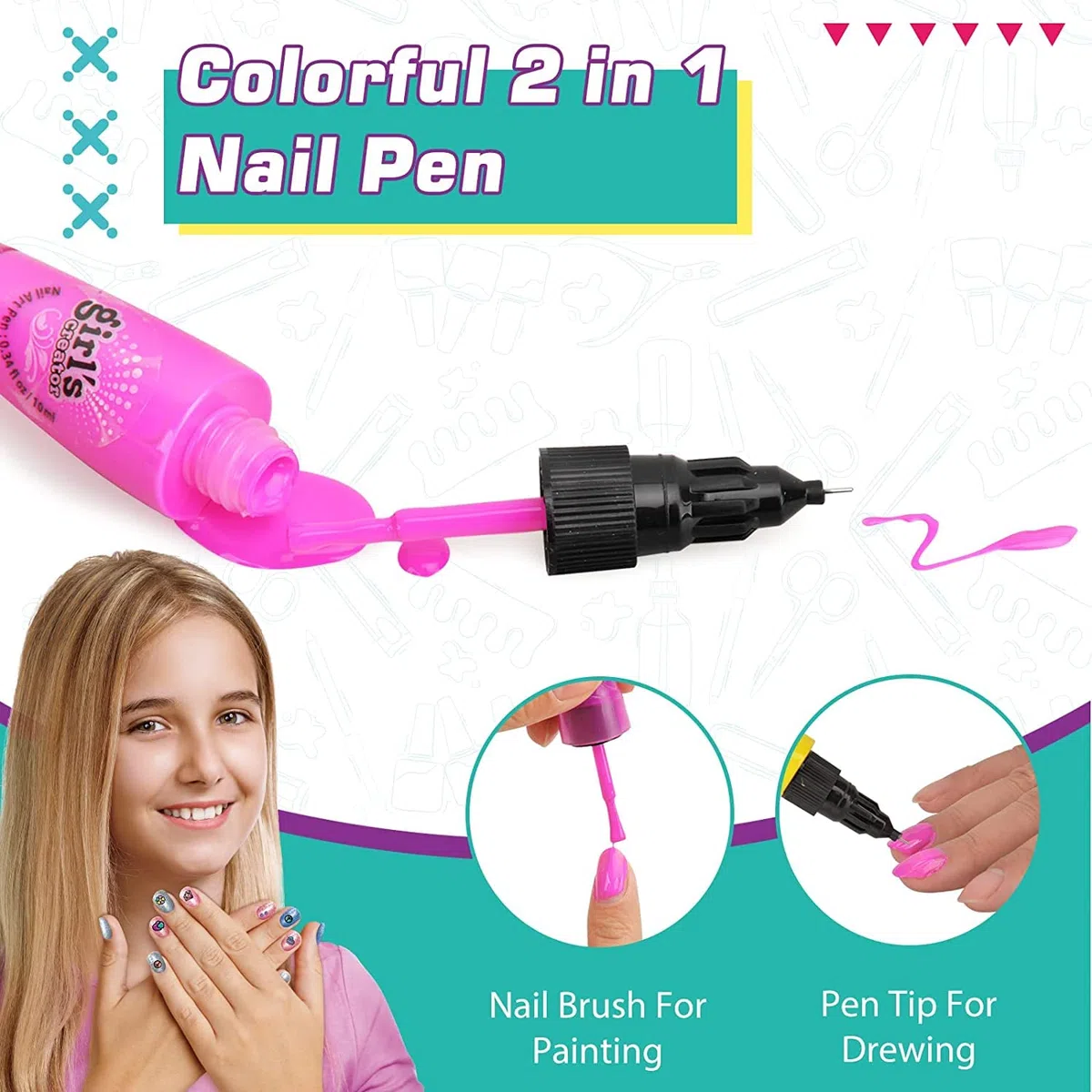 Kit de Arte de Uñas para Niñas, Juego de Esmalte de Uñas para Niñas, Juguetes para Niñas de 6, 7, 8, 9, 10, 11, 12 años, Regalos para Niñas, Regalos de Navidad y Cumpleaños