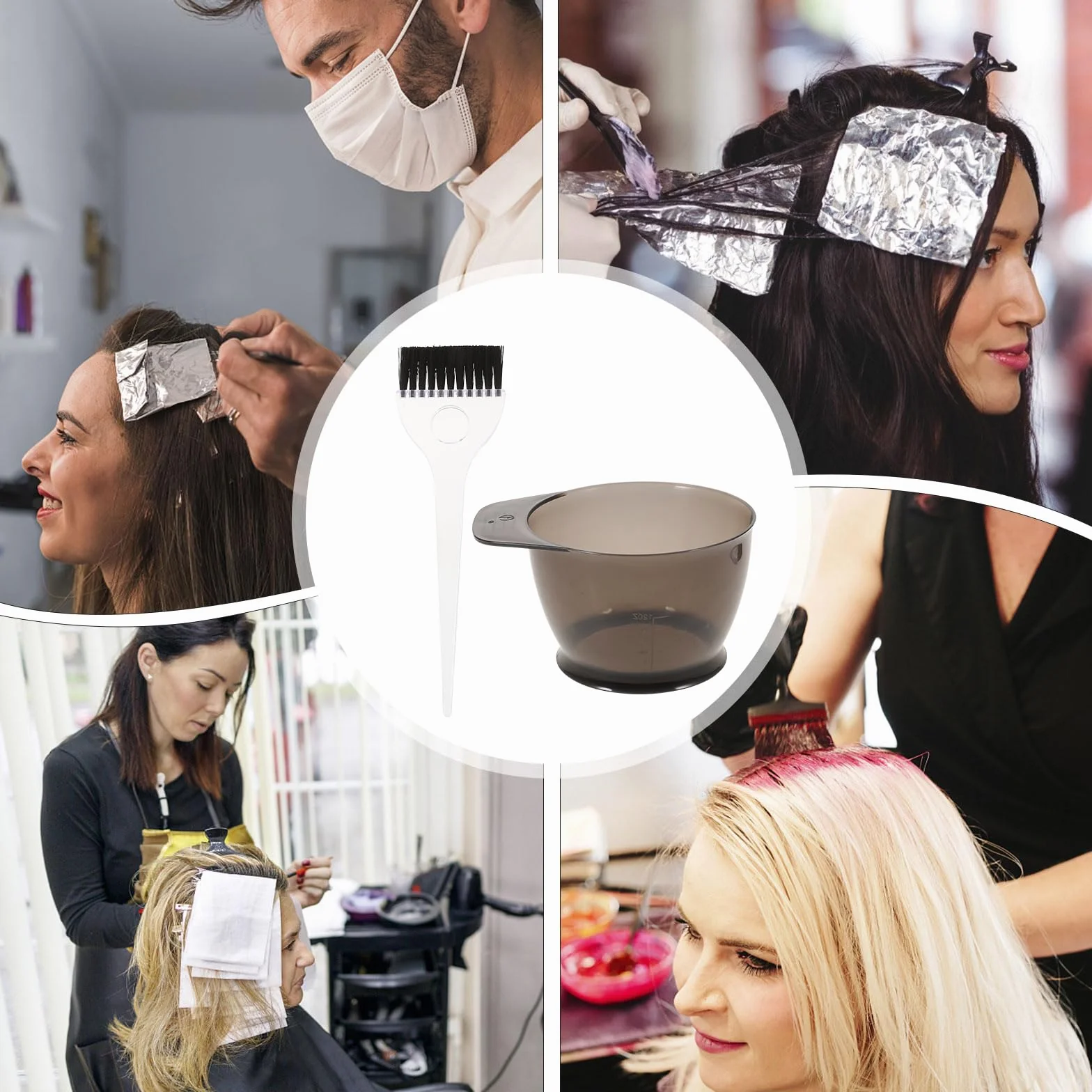 2Piezas Kit de Teñido de Cabello Profesional con Cuenco y Pinceles para Tinte Accesorios para DIY Salones y Hogar