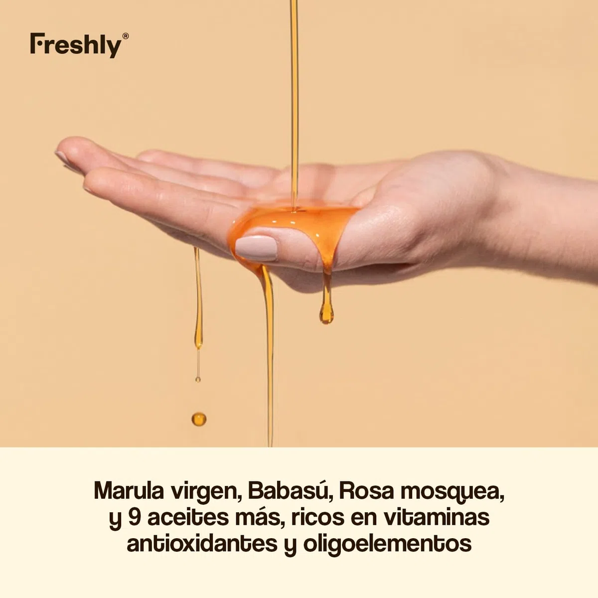 Freshly - Aceite Corporal Natural Golden Radiance Body Oil - Hidratante y Reafirmante - Con 12 Aceites Vegetales - Ideal para Estrías y Cicatrices - Apto Embarazo - 100 ml