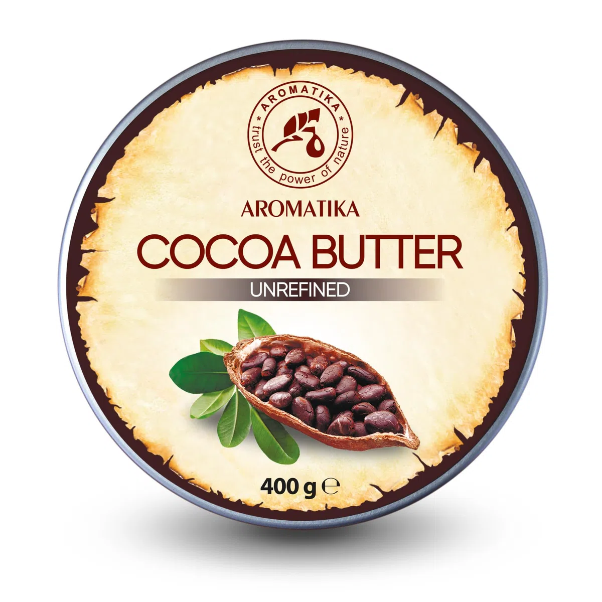 Manteca de Cacao 400g - Sin Refinar - Pura y Natural - Manteca de Cacao para el Cuidado de la Belleza - Hidratante para el Cabello - Piel - Labios - Cara - Cuerpo - Masaje - Belleza