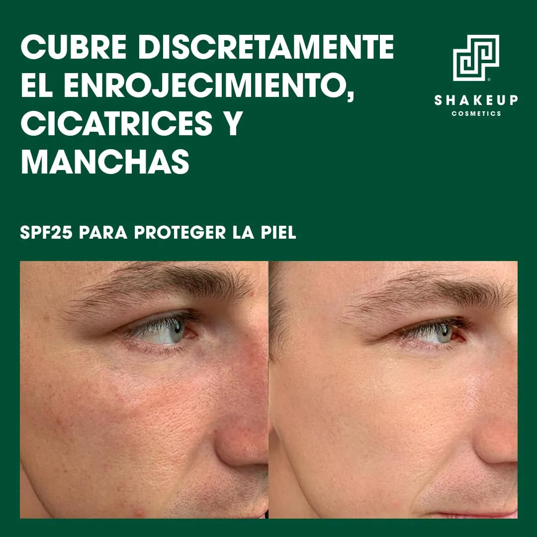 Shakeup Cosmetics BB Cream Hombre, Crema Hidratante con Color y SPF25, Cobertura Natural para Rojeces e Imperfecciones, Maquillaje Masculino Vegano, Hidratación 24h, Tono Medio, 50 ml, LET'S FACE IT