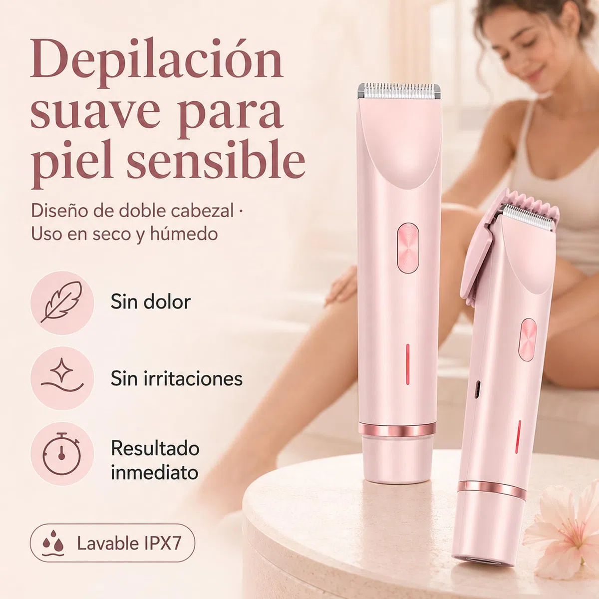 Sanuvia Depiladora Íntima,Afeitadora Eléctrica Para Mujer,Herramienta de Cuidado para Zonas Sensibles, Depilación Suave sin Irritaciones, Diseño Impermeable (Blanco)