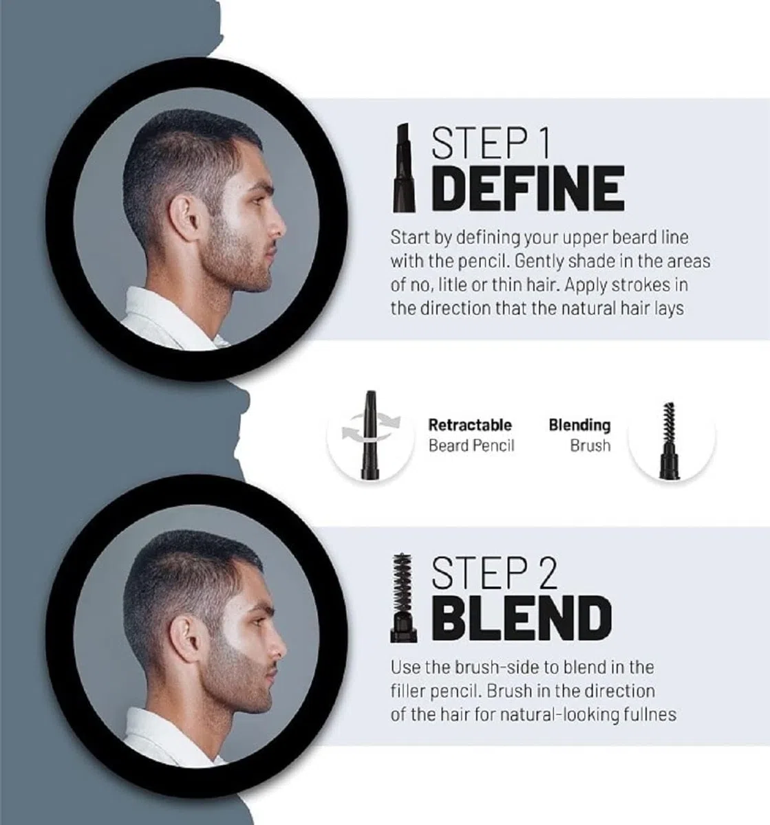 VOID Homme Lápiz de Relleno de Barba Negro (Pack de 4) - Kit Instantáneo Para Hombres, Beard Pencil Filler