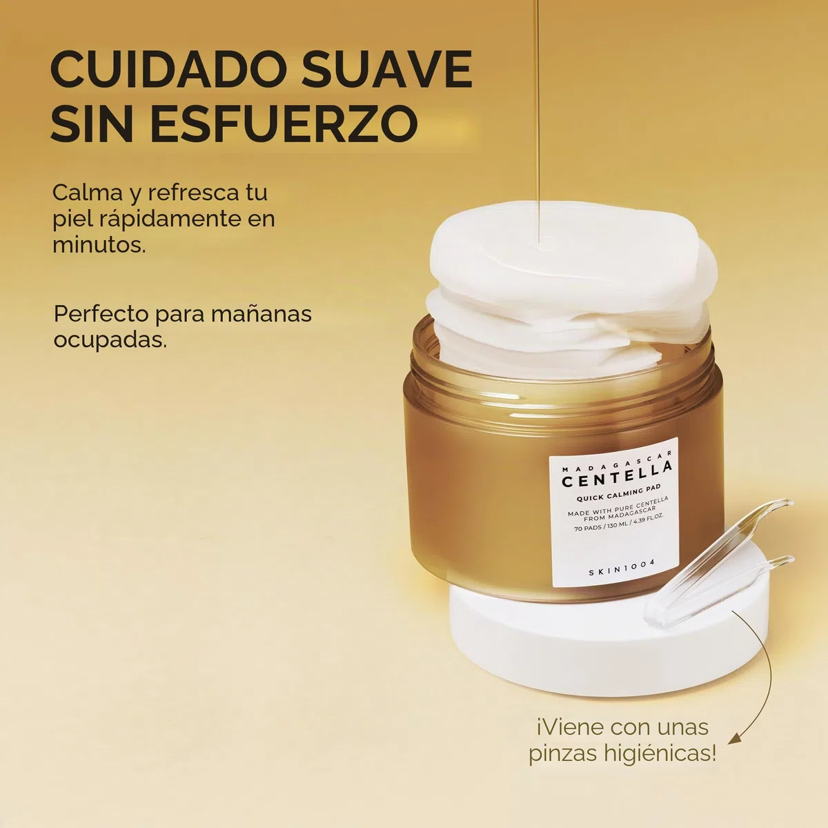 SKIN1004 Centella Quick Calming Pad, 70 almohadillas, almohadilla de tóner facial coreana con centella asiática de Madagascar y ácido hialurónico, almohadillas de tóner facial hidratante y calmante