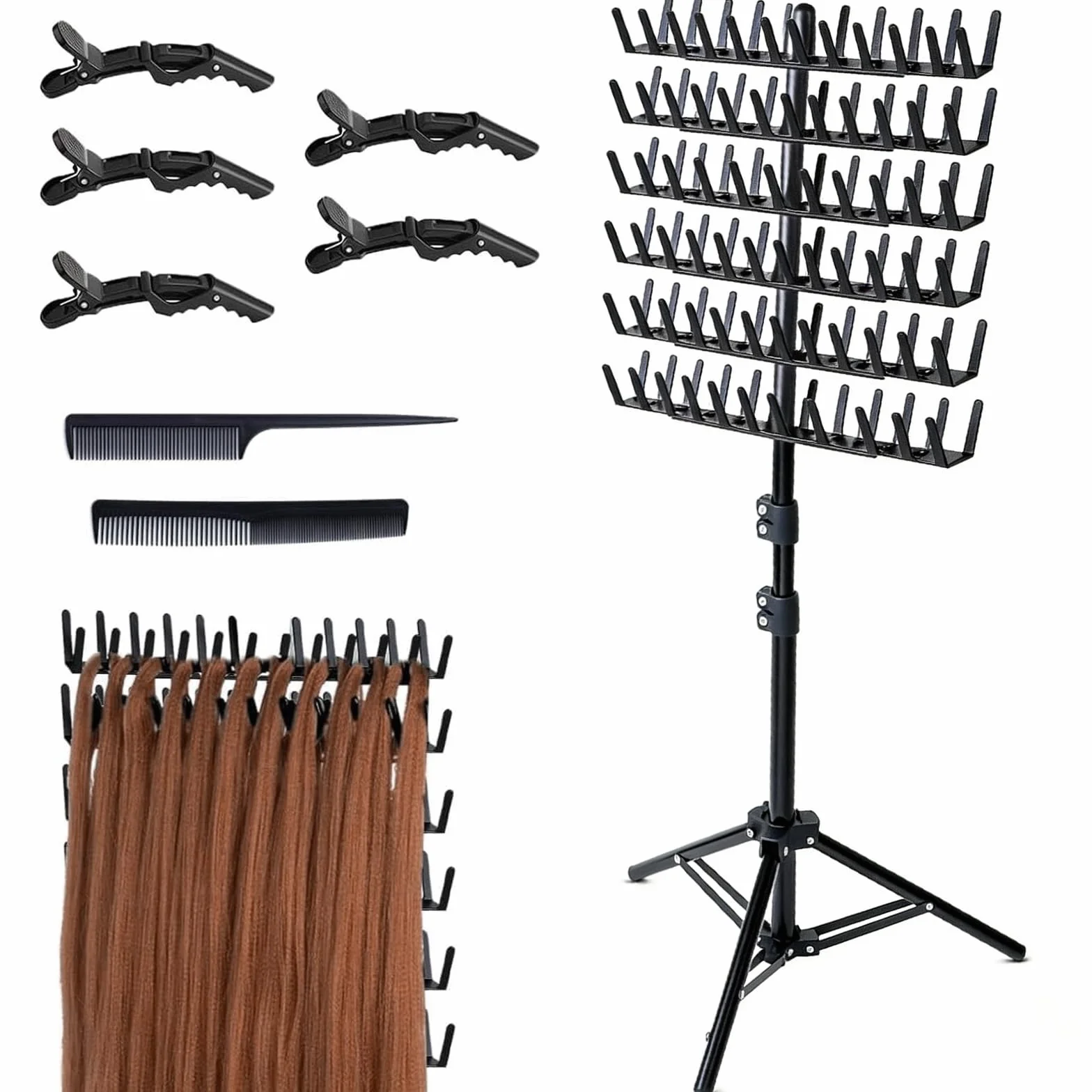 FARYODI Soporte ajustable para pelo trenzado, soporte para pelucas con 144 pines, organizador para peluquerías y trenzas