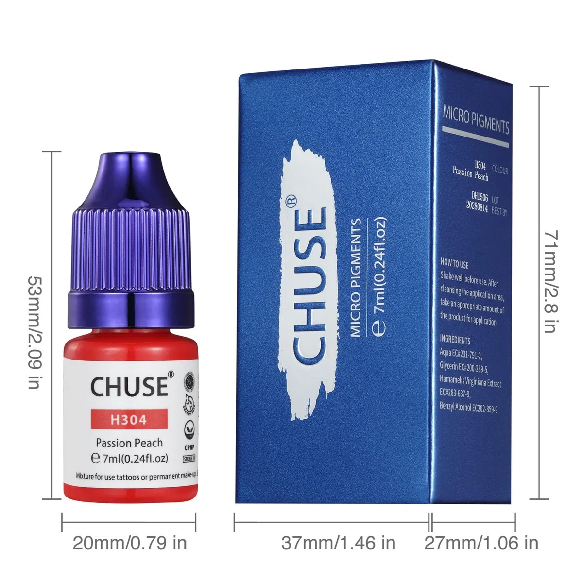 CHUSE PMU Pigmentos Híbridos Líquidos para Labios 0.24oz/7ml (H304 Passion Peach)