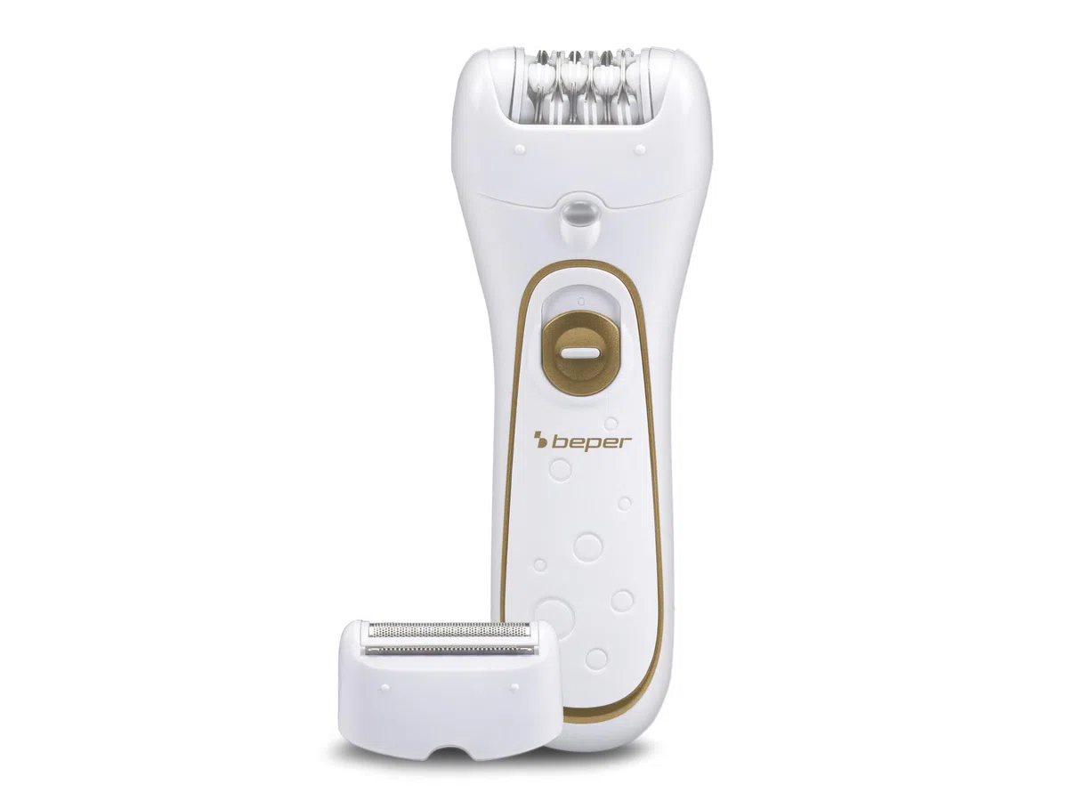 BEPER 3BEPI001 - Depiladora 2en1, Funcionamiento con cable o recargable, Plug&Play, Dos cabezales, Dos velocidades, Afeitadora y Silk-épil, Depilación rápida, Luz, Funda y cepillo incluidos