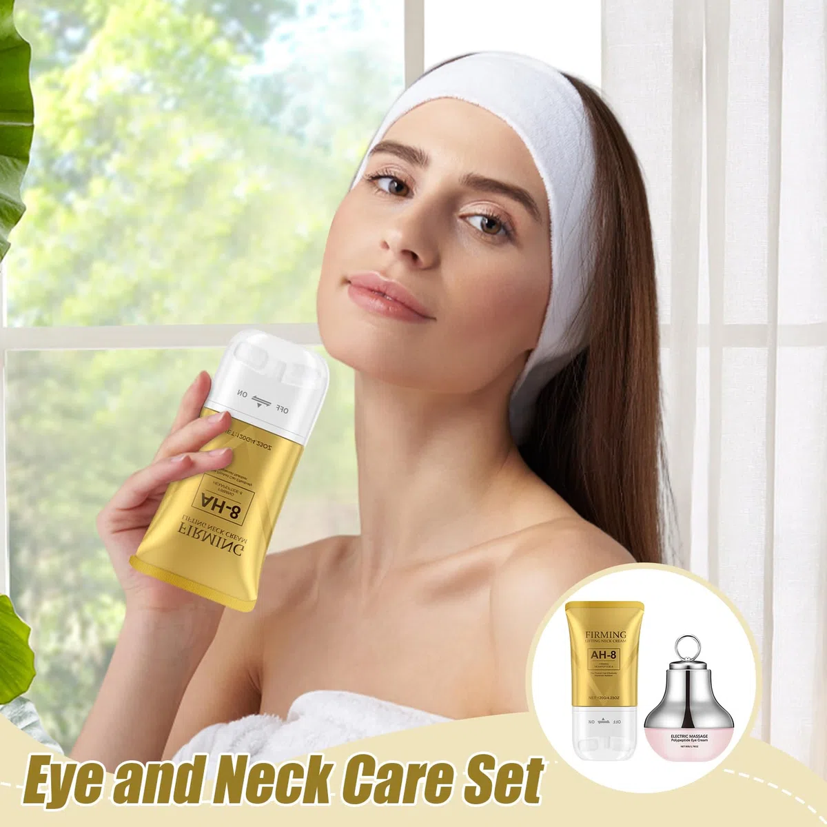 Crema Tensora Para El Cuello,Crema Eléctrica Antiarrugas para Contorno de Ojos - Loción Hidratante No Grasa Para Cuidado Facial y Post-Solar Uso Diurno y Nocturno