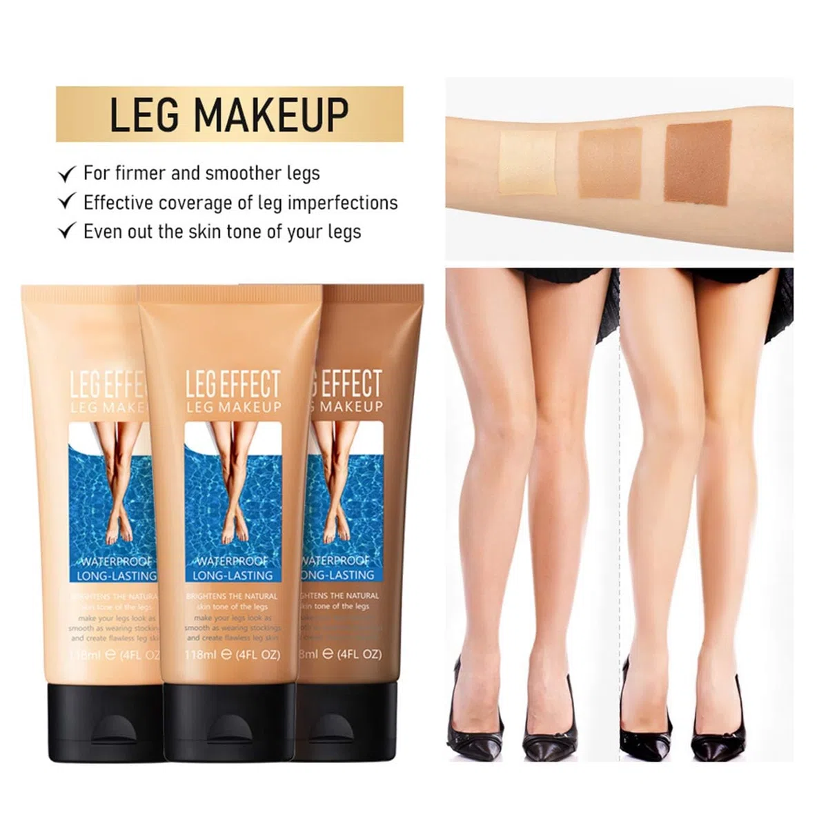 Maquillaje Corporal a Prueba de Agua Sin Transferencia - Loción para Piernas, Venas, Tatuajes de Larga Duración (3#)