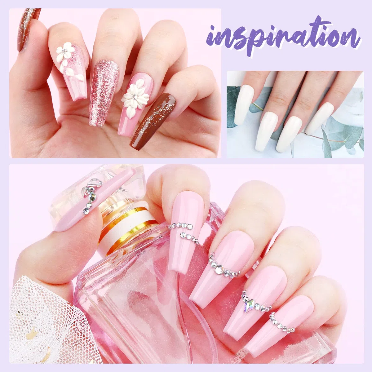 Saviland Kit De UñAs AcríLicas: Juego De Polvo Y Líquido Acrílico De 3 Colors Con Cepillos Para Uñas/Taladro Para Uñas/Gel Superior/Unión De PH No Ácido/Pegamento Para Uñas/Plato Dappen