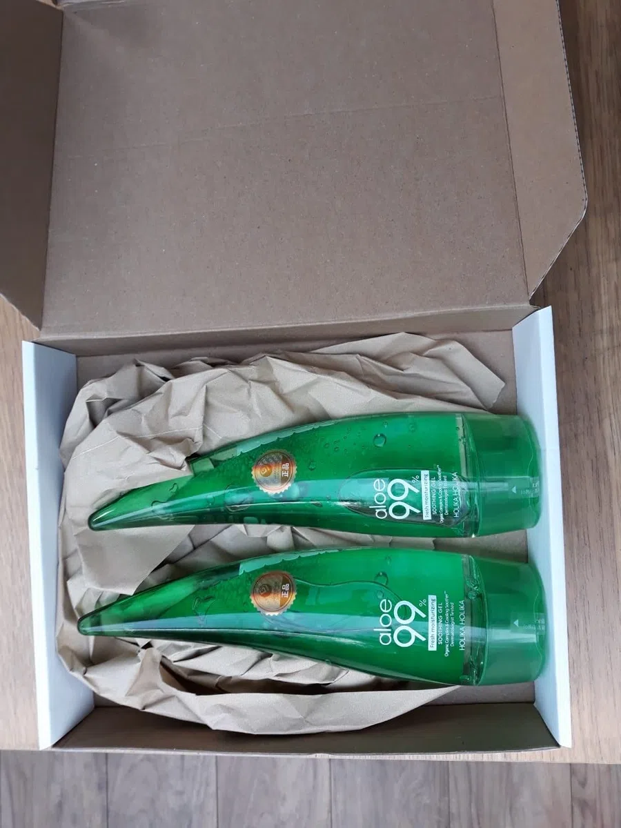 HOLIKA HOLIKA Pack de 2 Geles de Aloe Vera 99% Soothing Gel 250ml, Gel De Baño Calmante E Hidratante Aloe Vera 99%. Cuidado de la Piel, no daña. Todo tipo de pieles.