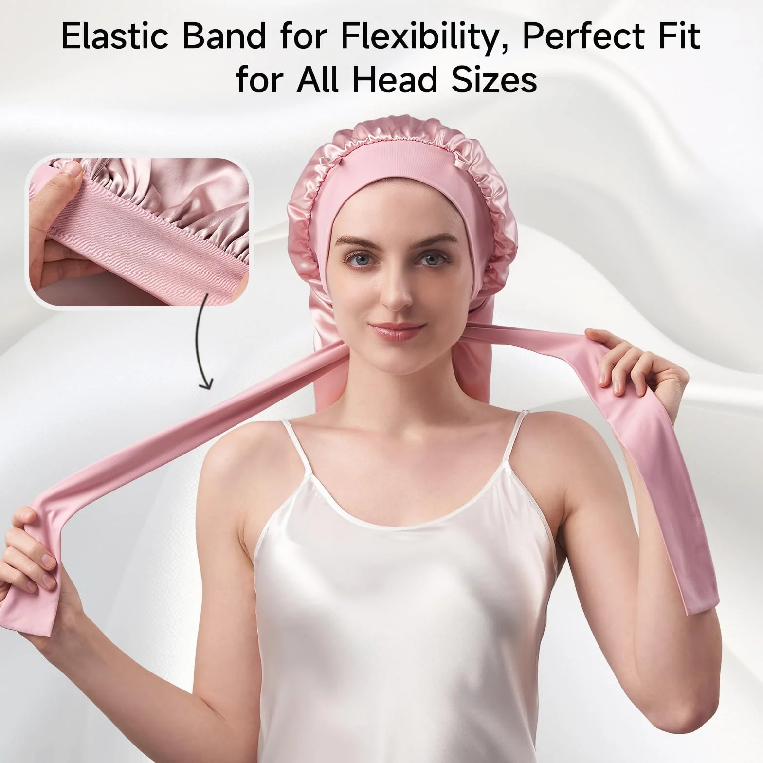 Umisleep 22 Momme 100% Seda de Morera, Gorro de Dormir de Doble Cara, Suave Gorro de Noche para Cabello voluminoso, Transpirable, Banda Ancha Ajustable