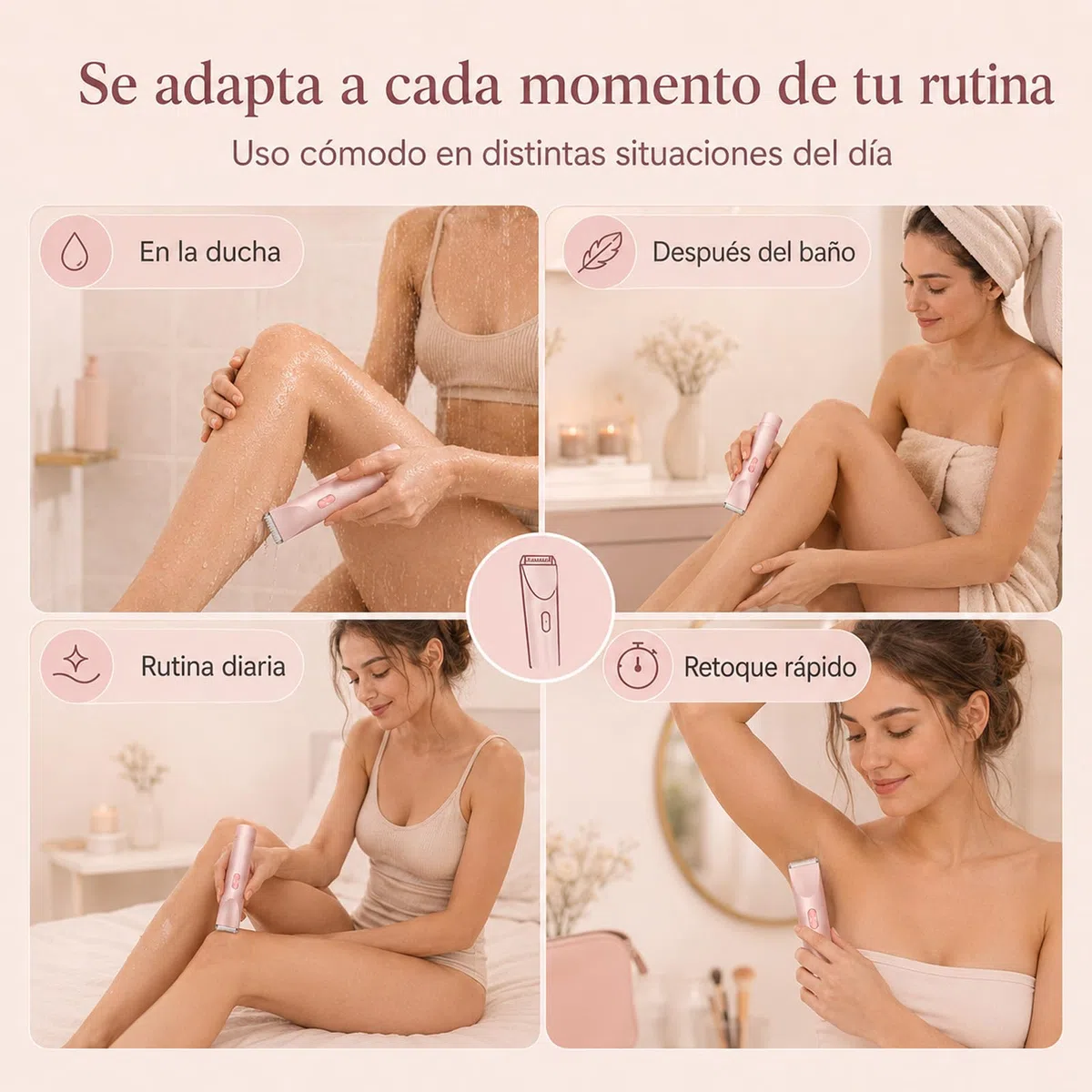 Sanuvia Depiladora Íntima – Herramienta de Cuidado para Zonas Sensibles, Depilación Suave sin Irritaciones, Diseño Impermeable (Rosa)