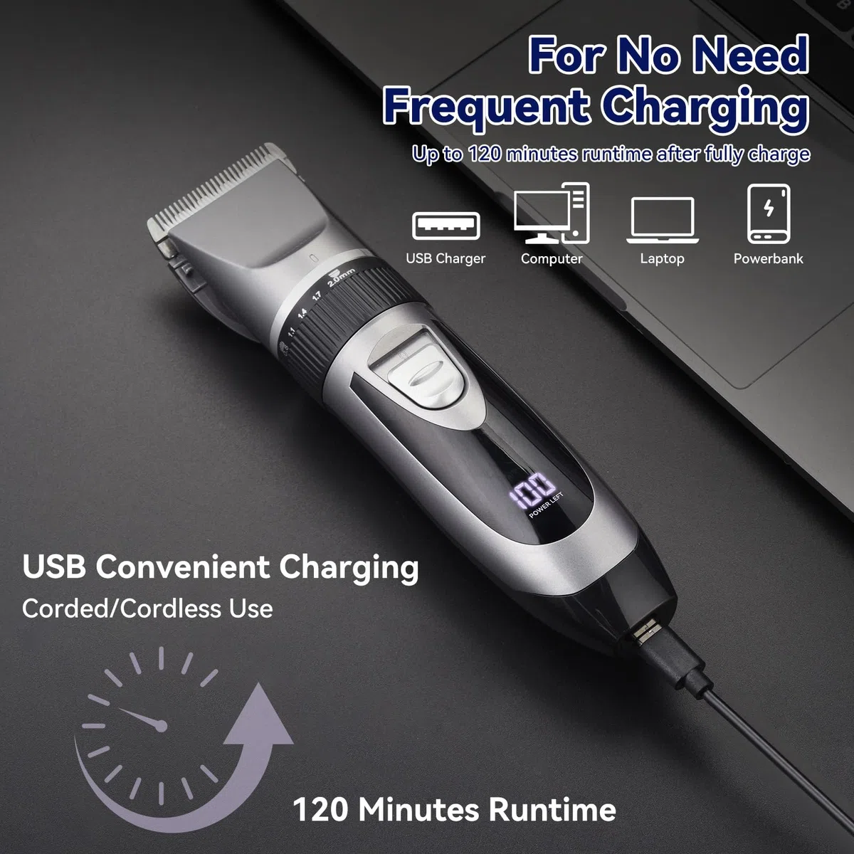 OTraki Maquina de Cortar Pelo Hombre, Maquina Afeitar Hombre, Hair Trimmer Inalámbrico con 4 Peines de Guía y Carga USB para Barbería y Uso en el Hogar, Negro
