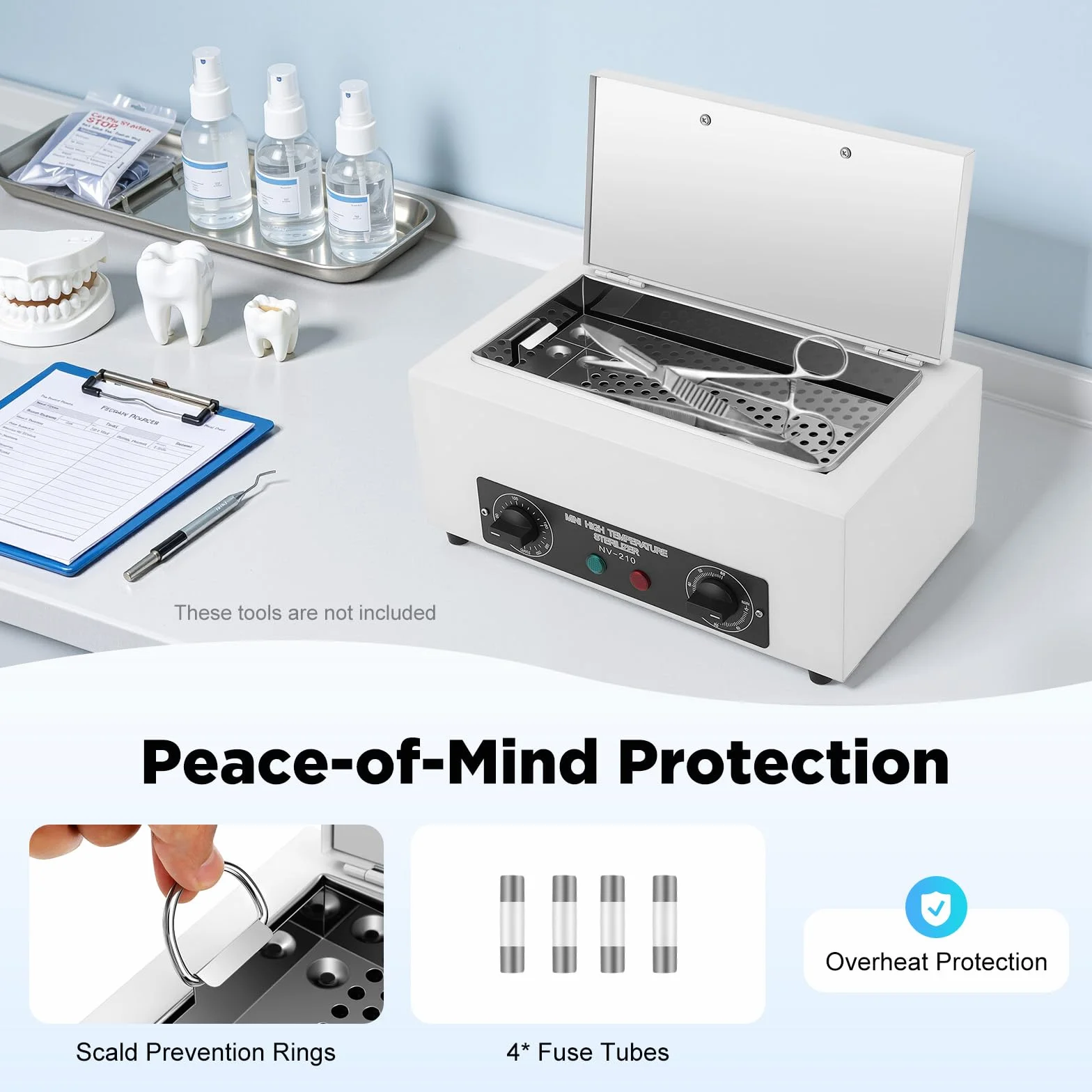 MINRS Esterilizador de aire caliente de 300 W, esterilizador de calor seco, desinfección 220 ℃ con temporizador, dispositivo de esterilización para uñas, para salones de belleza, salones de uñas,