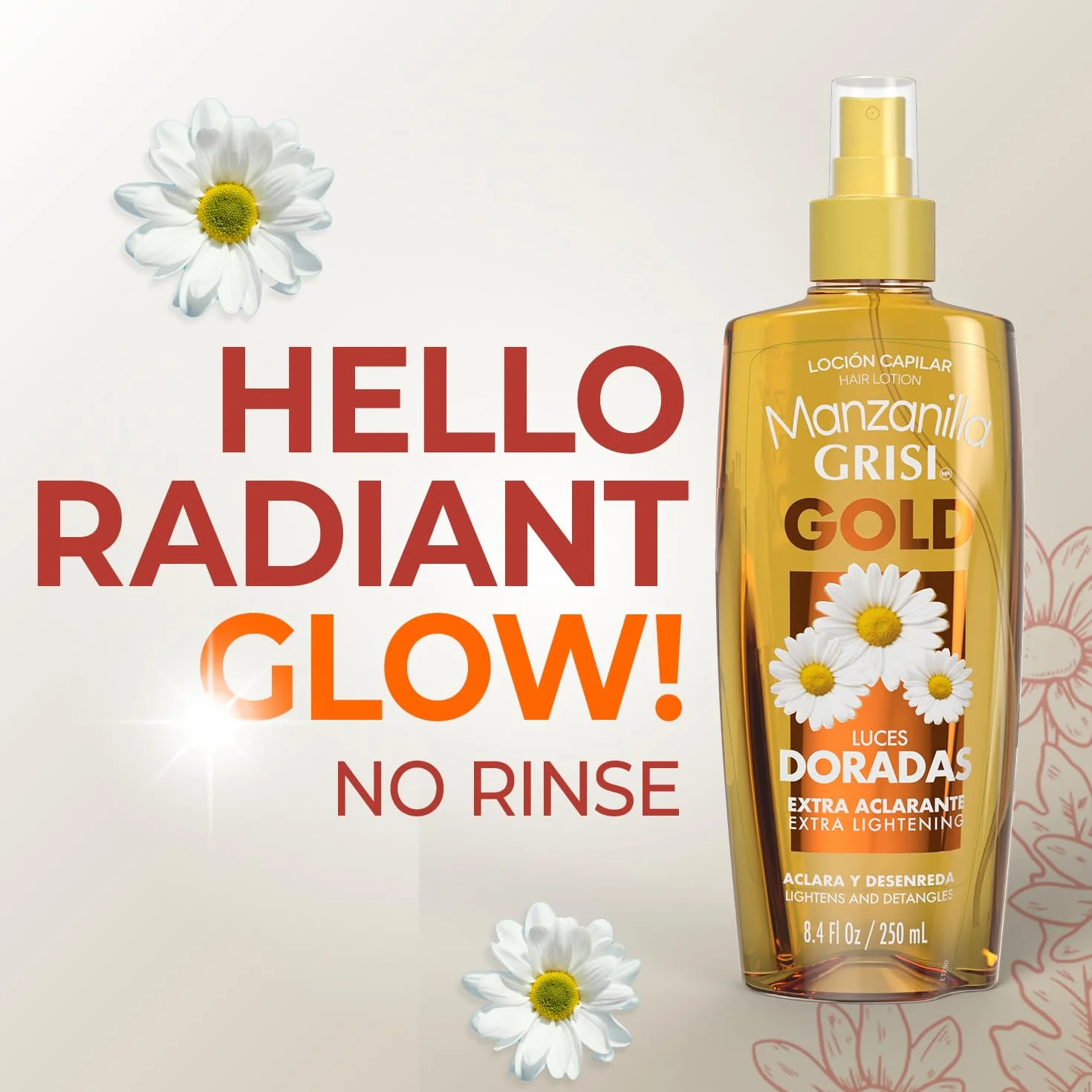 Grisi Manzanilla - Loción para el cabello dorada, loción para el cabello con extracto de manzanilla, paquete de 2 botellas de spray de 8.4 onzas líquidas