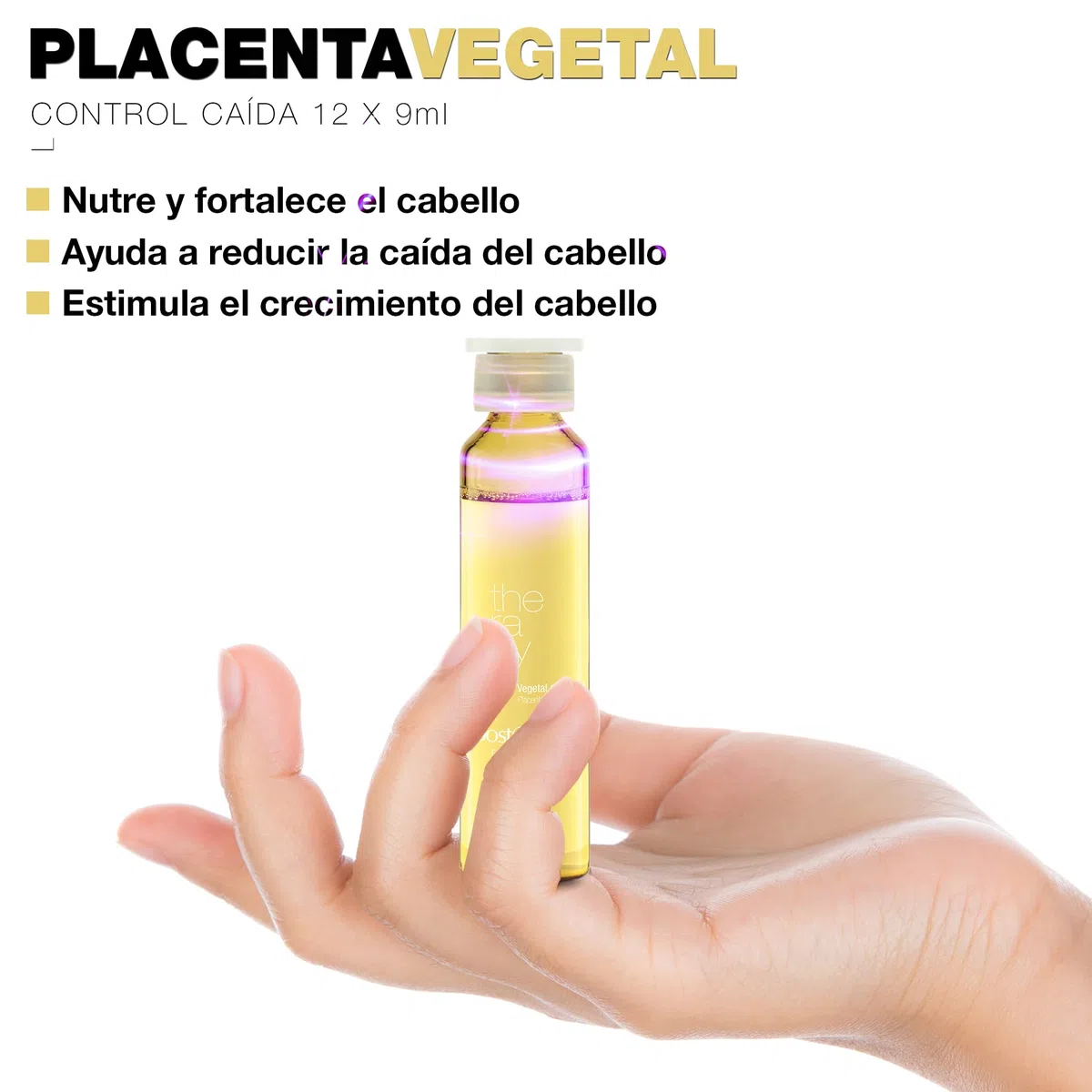 PostQuam - Pack de Tratamiento para el Control y Prevención de la Caída del Cabello - Incluye 12 Ampollas de Placenta Vegetal Capilar de 9 ml + Champú Anticaída 500 ml