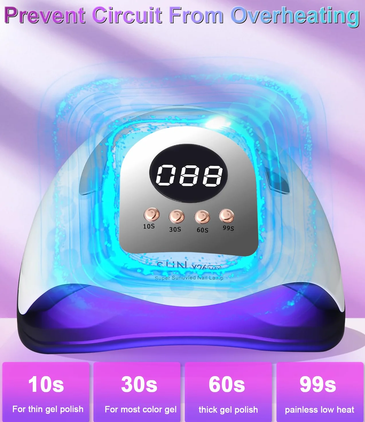 Profesional Lámpara de Uñas UV LED, 380W 81pcs de cuentas LED Curado de Esmalte de Gel Secador de Uñas Rápido, con Función de Temporización para Manicura/Pedicure Nail Art en el Hogar y Salón