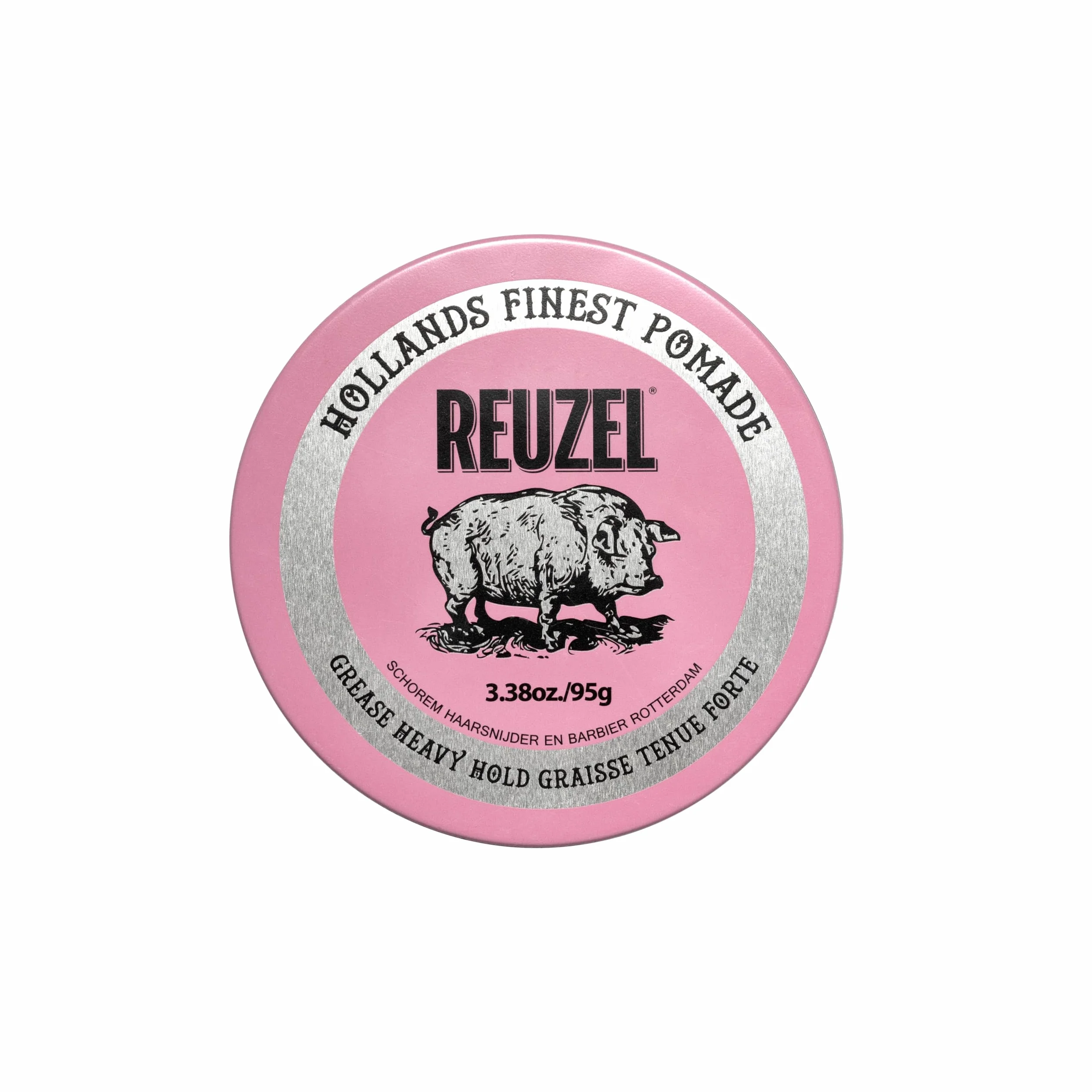 Reuzel Pomada Pink Grease de fijación fuerte, fijación fuerte, brillo medio, a base de aceite, fijación durante todo el día, 3,38 oz/95g