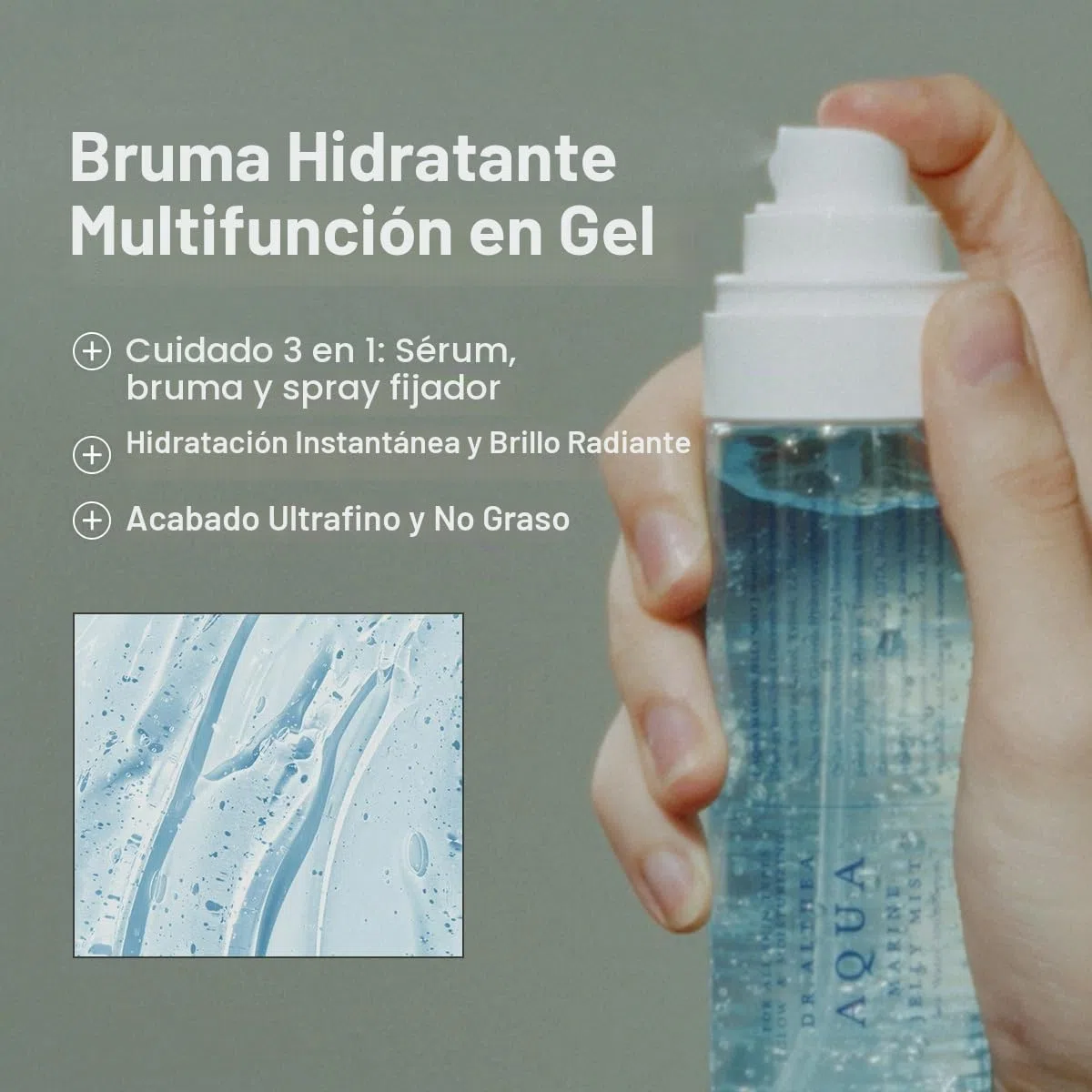 Dr.Althea Aqua Marine Jelly Mist | Bruma Facial Hidratante Ultrafina | Sérum con PDRN y Triple Ácido Hialurónico para una Piel Radiante | Cosmética Coreana Vegana, 100 ml
