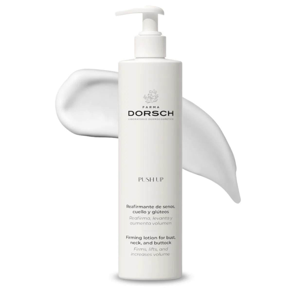 FARMA DORSCH - PUSH UP | Crema Reafirmante | Cuello, Escote, Brazos, Piernas, Senos y Glúteos | Tonifica, Aumenta Firmeza y Previene Estrías | Hidratación y Antioxidante | 200 ml