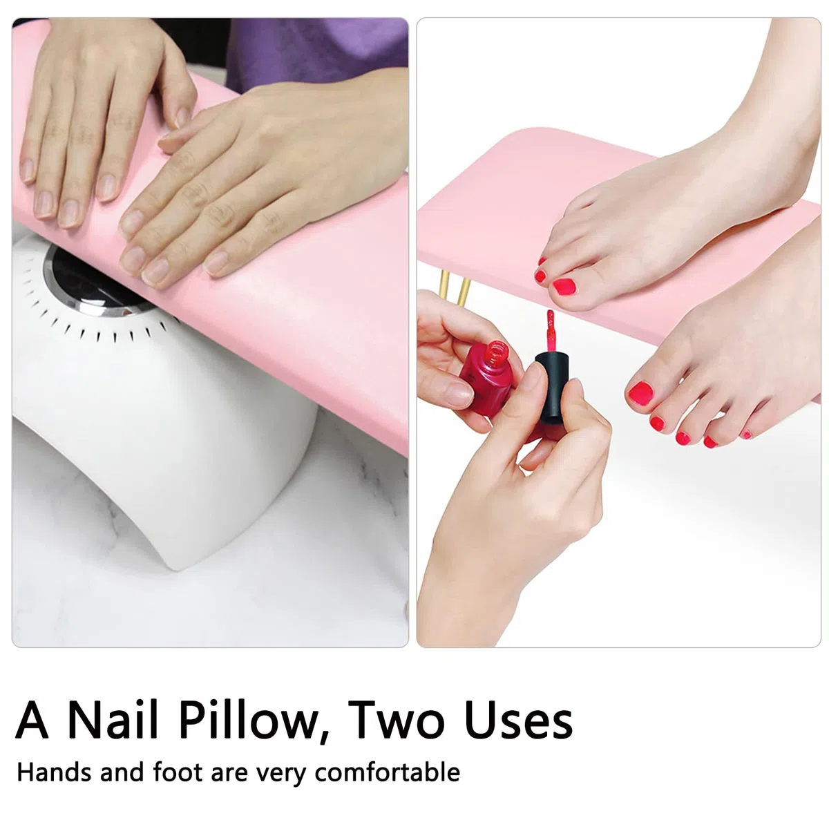 Apoya Manos para Manicura, Reposamanos para Uñas Cojín de Mano de Manicura de Cuero de Microfibra con Reposabrazos Manicura Alfombras Pequeñas Accesorios para Uñas para Manicura (Rosa)