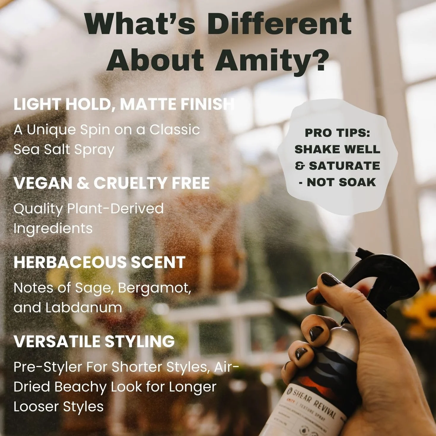 Shear Revival Amity Texture Spray – Spray ligero para el cabello con sal marina y arcilla para hombres – Acabado mate, texturizador vegano y nutritivo – 227 g