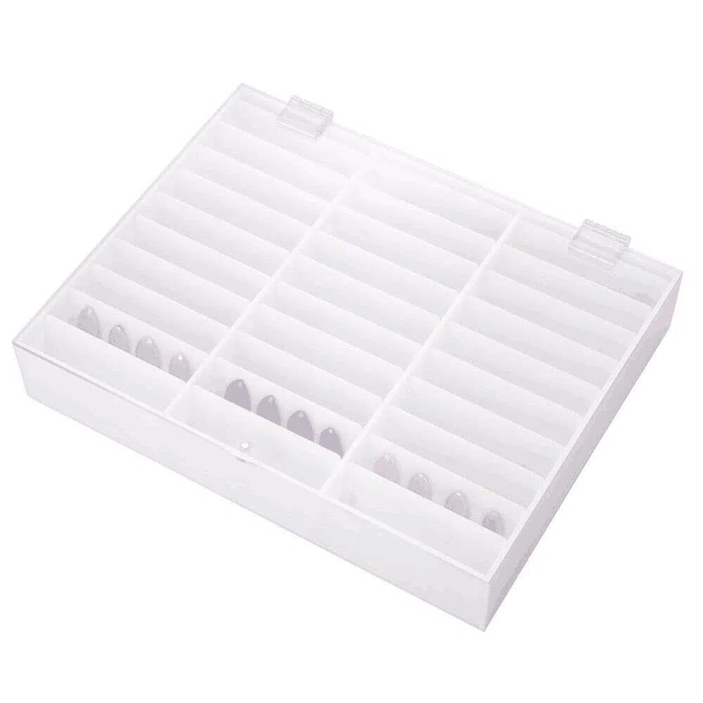 zalati Caja de almacenamiento de uñas para decoración de uñas, 30 agujeros, color blanco