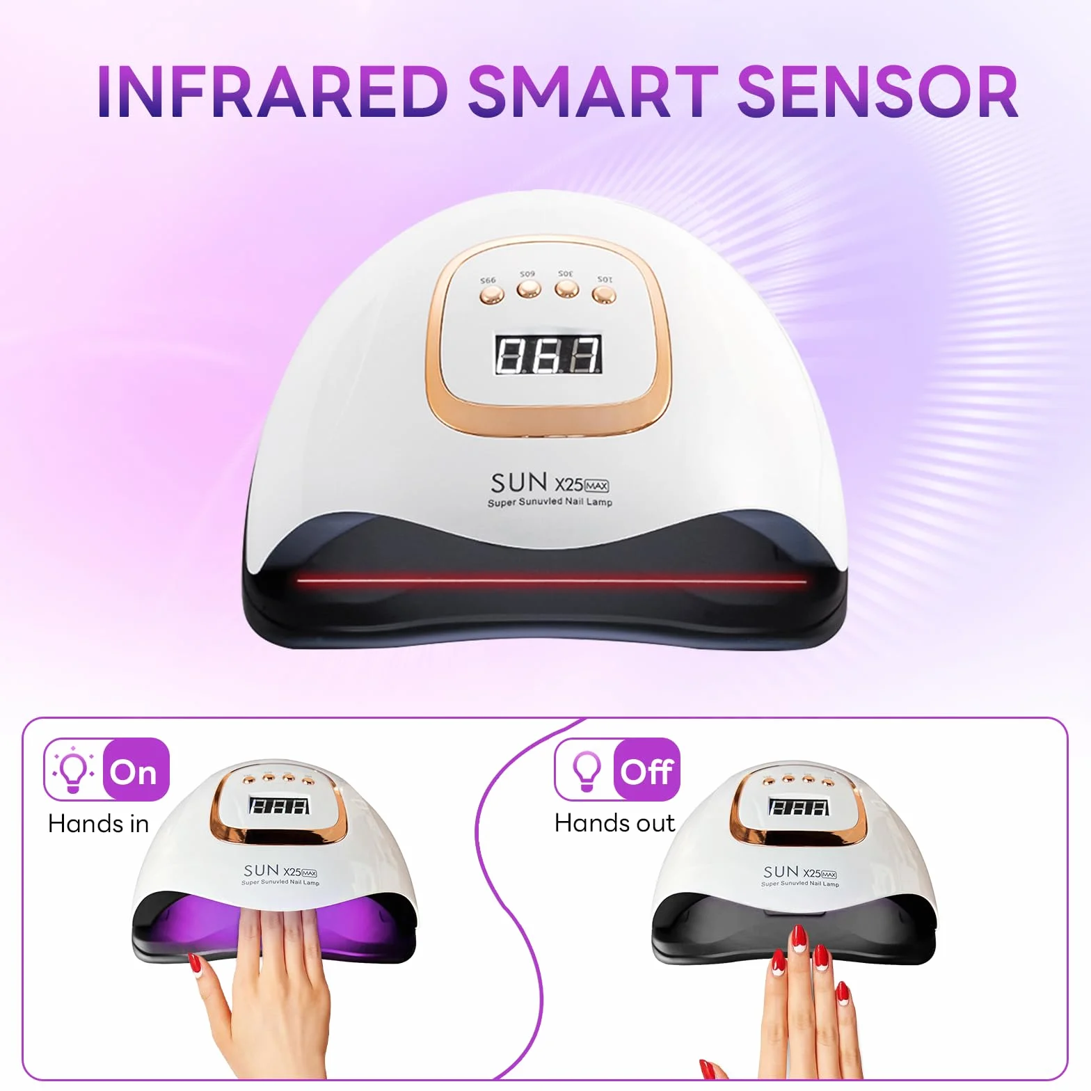 Lámpara de uñas UV LED de 380 W, con 81 perlas LED, secador profesional para esmalte de gel, luz UV con 4 ajustes de temporizador, sensor automático, pantalla LCD