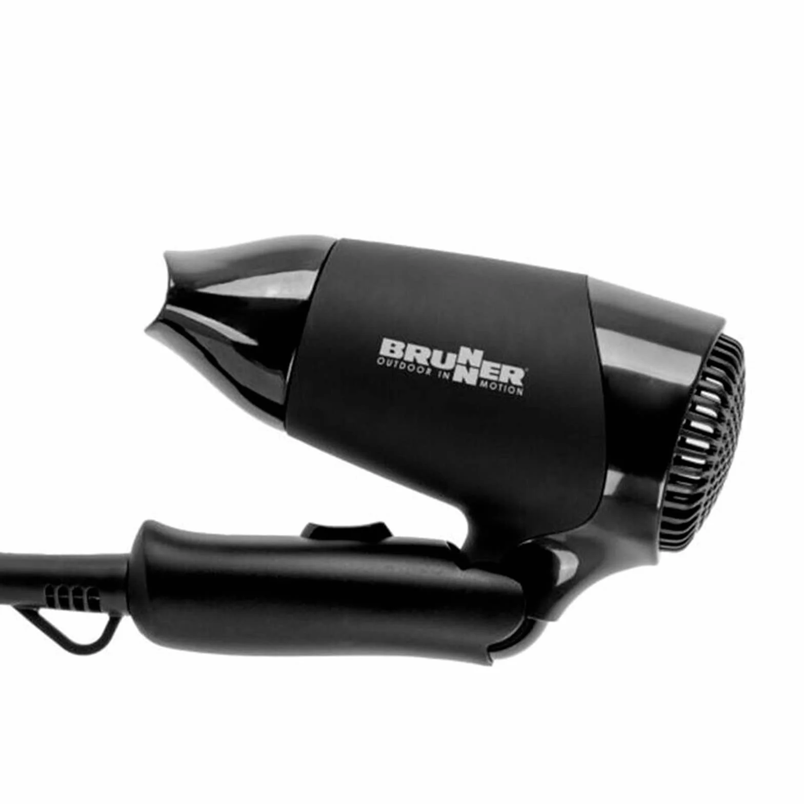 Brunner 7202818N Secador de pelo de viaje, 12 V, plegable, ahorro de espacio, Monsun, color negro