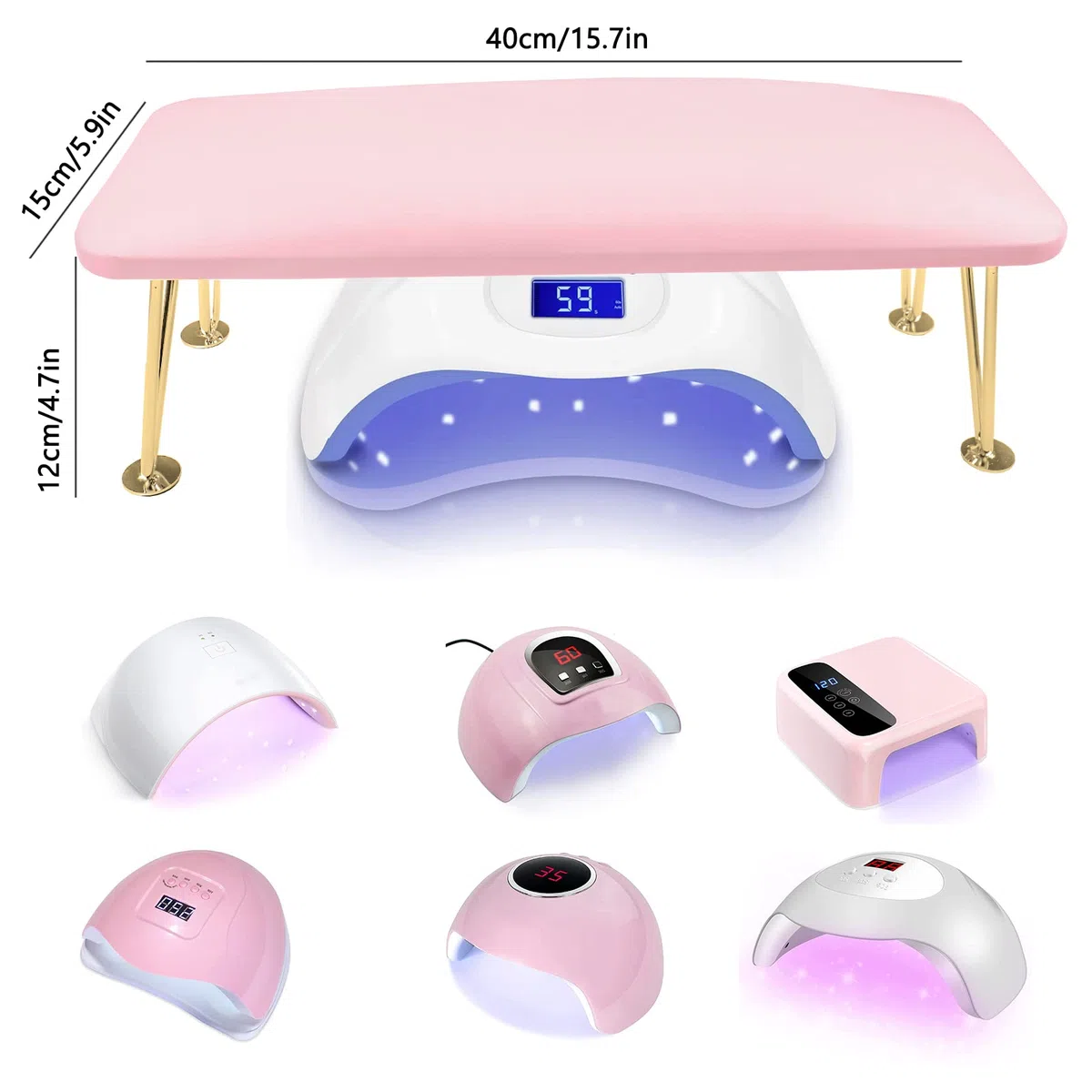 Apoya Manos para Manicura, Reposamanos para Uñas Cojín de Mano de Manicura de Cuero de Microfibra con Reposabrazos Manicura Alfombras Pequeñas Accesorios para Uñas para Manicura (Rosa)