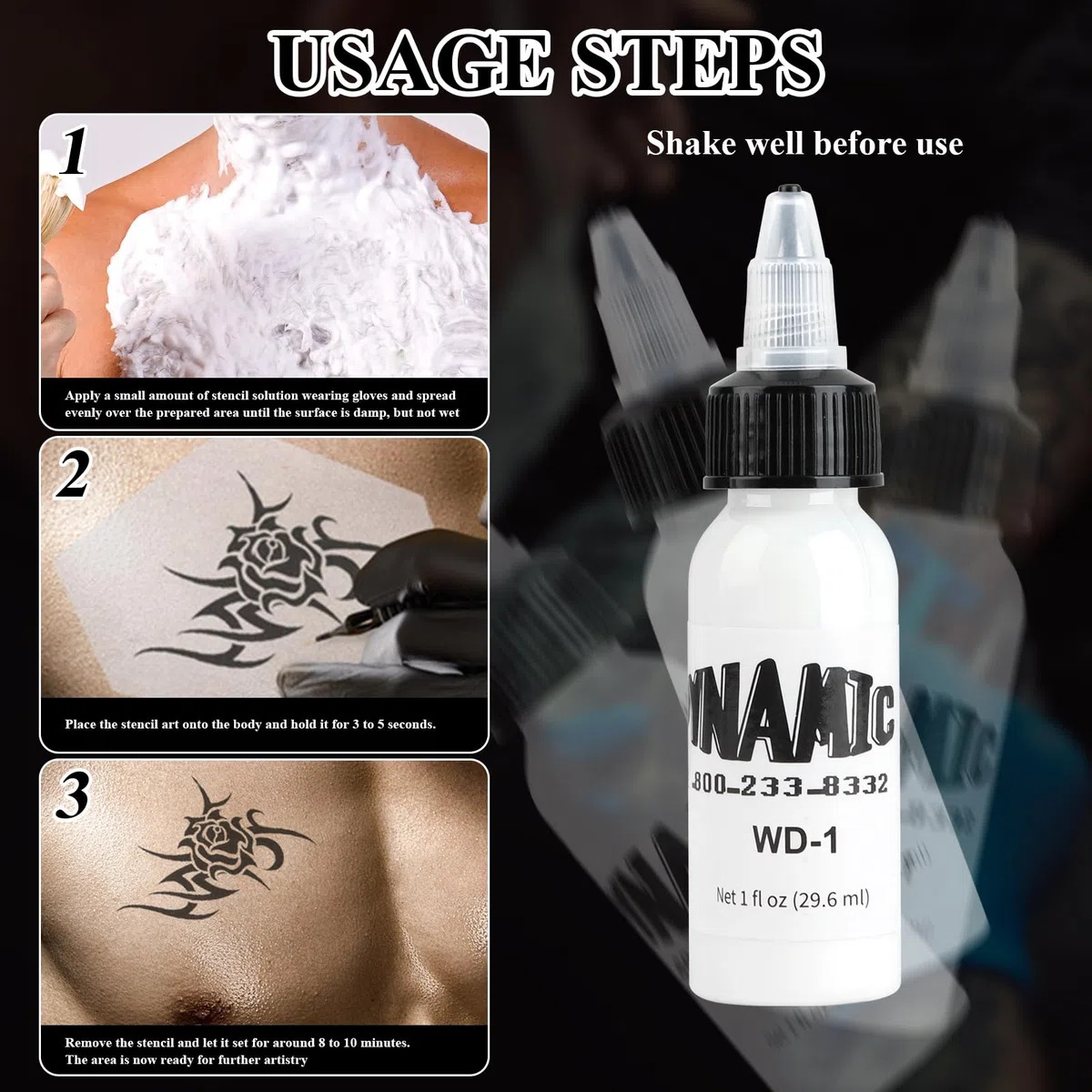 3pc 30ml Tinta de Tatuaje Profesional Blanco Puro y Tinta de Tatuaje Rojo y Negro Tintas para Tatuajes Ink Tattoo Fórmula vegana con Pigmentación Estándar para Colorear Mezclar (Blanco y Rojo y Negro)