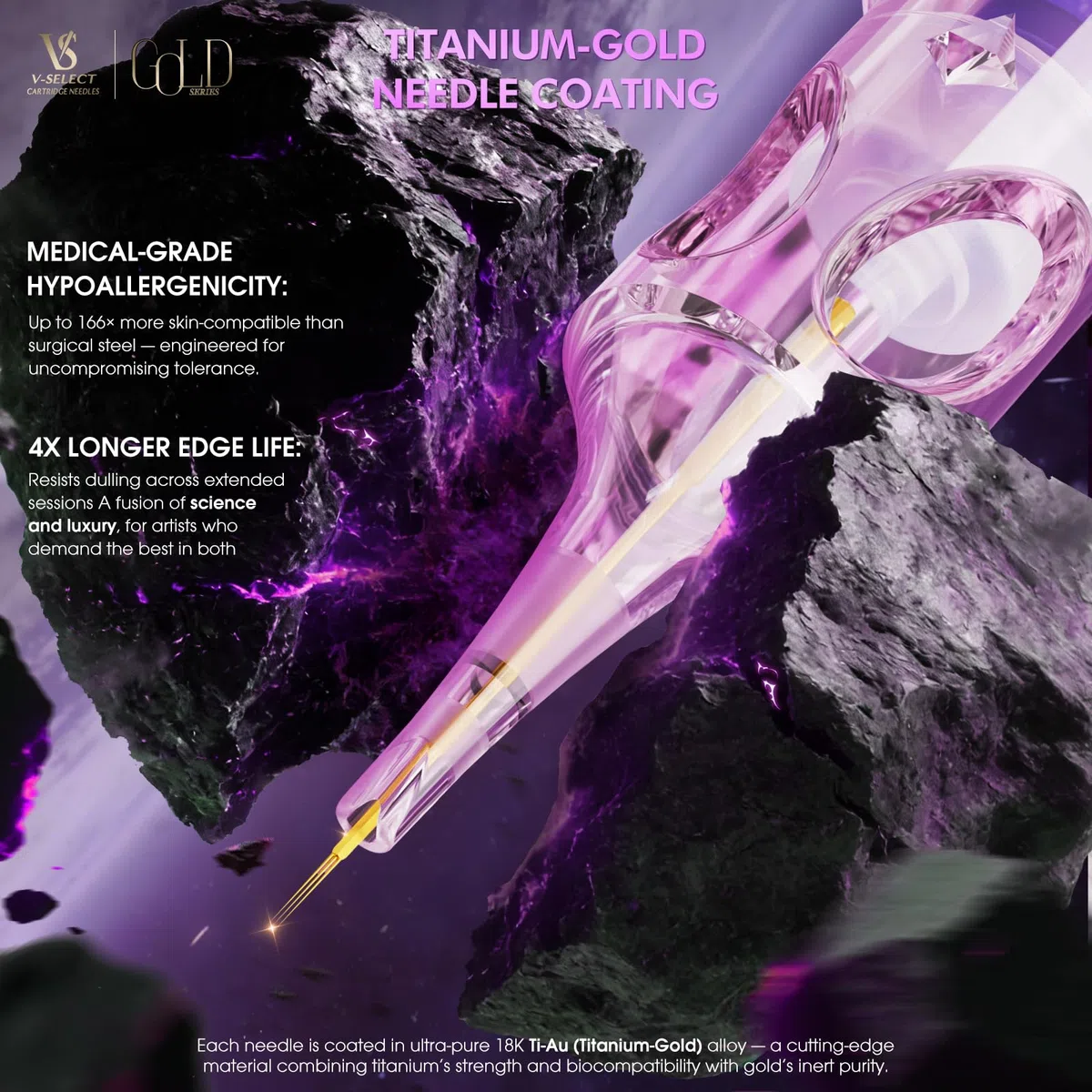 EZ Tattoo Cartuchos de Agujas para Maquillaje Permanente y SMP 20 Unidades #10 1RL 0,30 mm Bugpin Round Liner V Select Gold Series