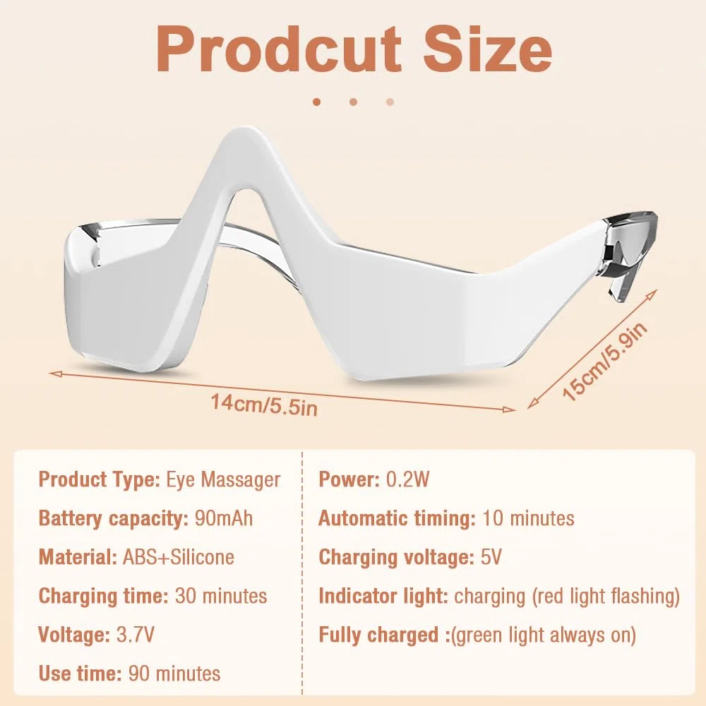 Terapia Luz Roja Masajeador Ojos, Luz Roja Terapia Masajeador de Ojos, Gafas Presoterapia Ocular, Gafas Masaje Ojos, Masajeador Contorno de Ojos para Antiarrugas, Crema Ojeras y Bolsas