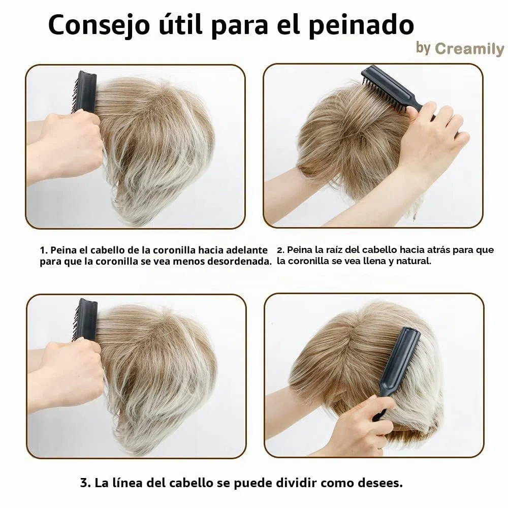 Creamily Peluca Corta Pixie Peluca Rubia Corta en Capas para Mujeres Peluca de Cabello Sintético para Señoras Rubia Marrón Mixta