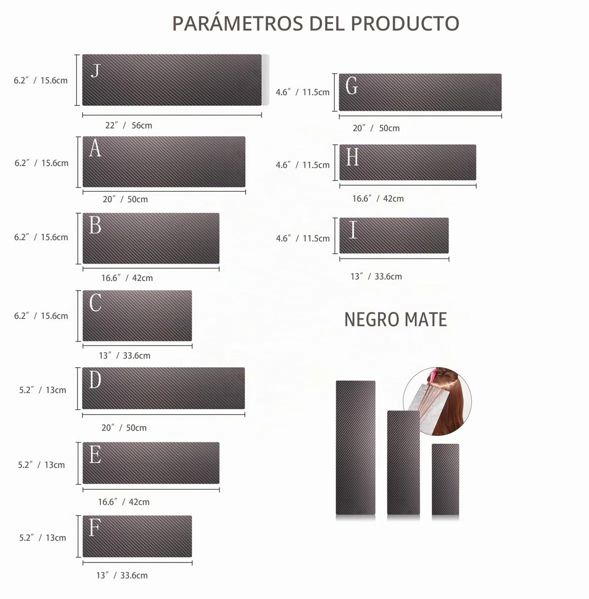 Tablero de balayage profesional de fibra de carbono - Herramienta de peinado ligera y antideslizante para peluquería, uso en salones de belleza (Color: negro mate H)