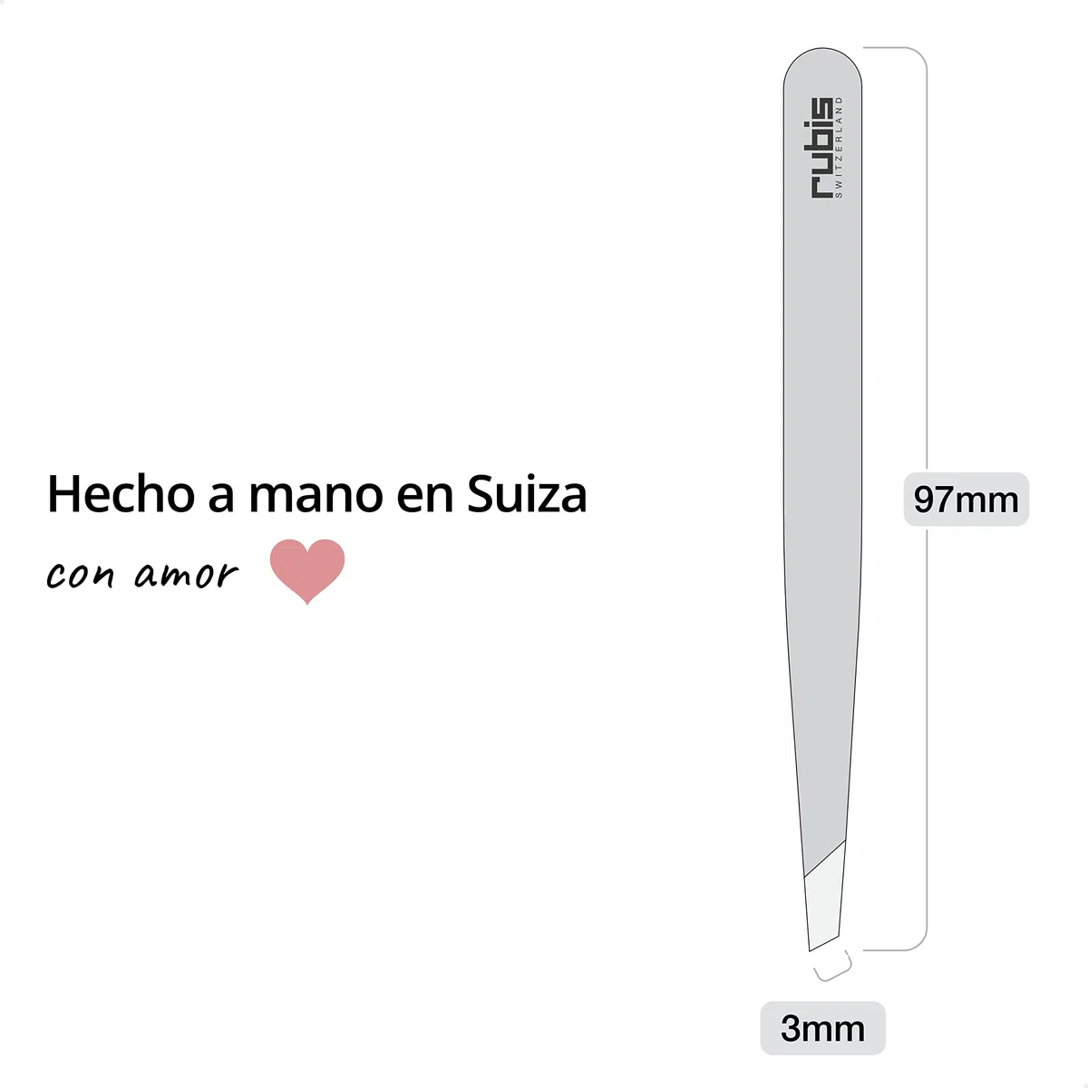 Rubis clásico - Pinzas de Depilar Profesionales - Pinza de Acero Inoxidable - Depilacion de Gran Precision para Cejas y Pelo Facial (oblicua / slant, negro)