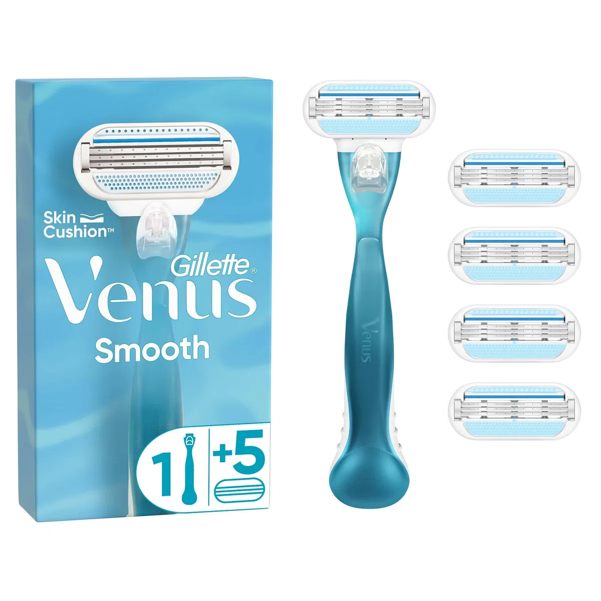 Gillette Venus Smooth, maquinilla de afeitar para mujer con 5 cartuchos, desechable para mujeres con 3 cuchillas
