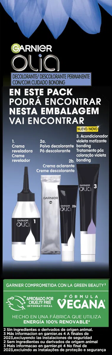 Garnier Olia, pack 3 Decolorante Permanente sin Amoniaco con Aceites Florales de Origen Natural, Decolorante D+++, Aclarado 8 Tonos, El embalaje puede variar