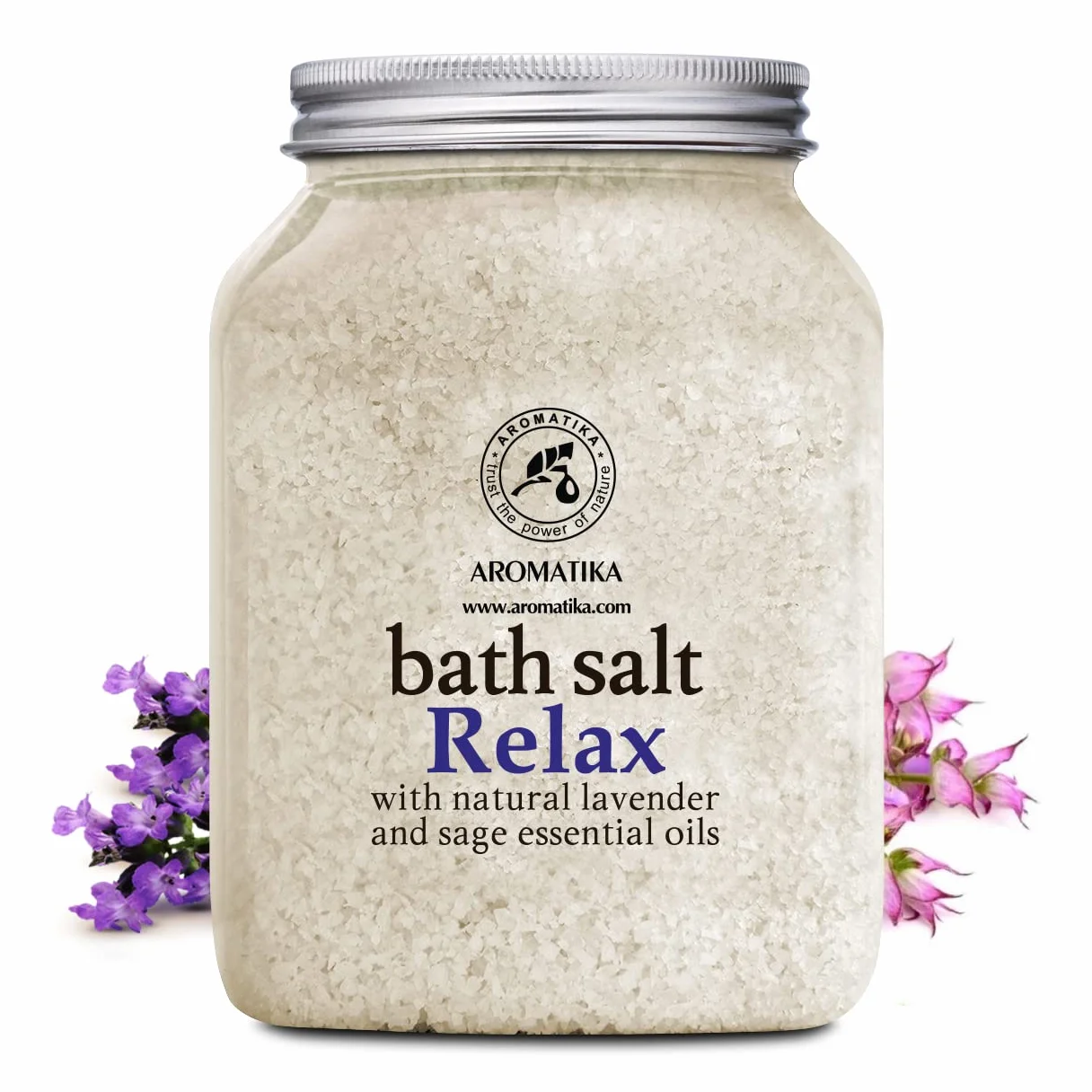 Sales de Baño Relajantes 1300g con Aceite Esencial de Lavanda y Salvia - Poseen Propiedades Beneficiosas para Lograr un Buen Descanso y Reducir el Estrés - Cuidado Corporal - Baños Relajante