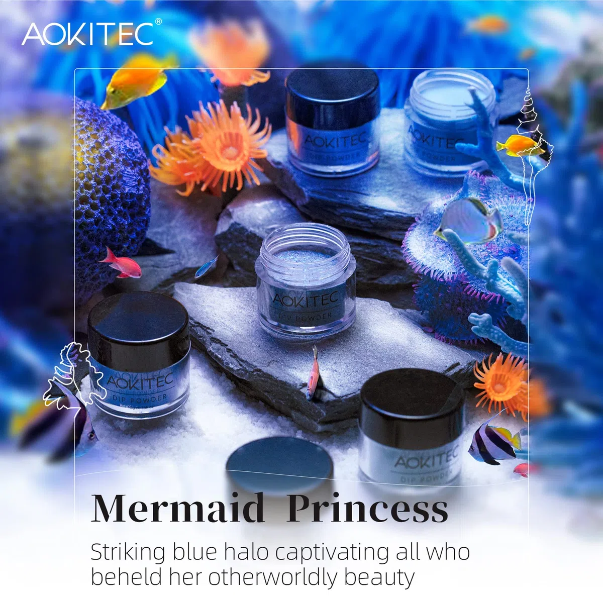 Aokitec 8 Colores Kit de Polvo de Inmersión de Uñas Arte de Uñas para Principiantes Bricolaje de Salón de Manicura en Casa sin Olor, sin Necesidad de Curado con Lámpara de Uñas