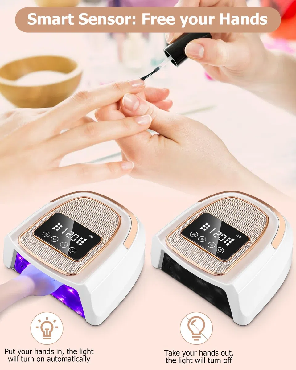Lampara UV Led Uñas,Secador de Uñas,Lampara Uñas Gel,lampara uñas semipermanentes con 4 Temporizador,Con Pantalla LCD y Sensor Automático,Para Manicura Pedicure Nail Art en el Hogar