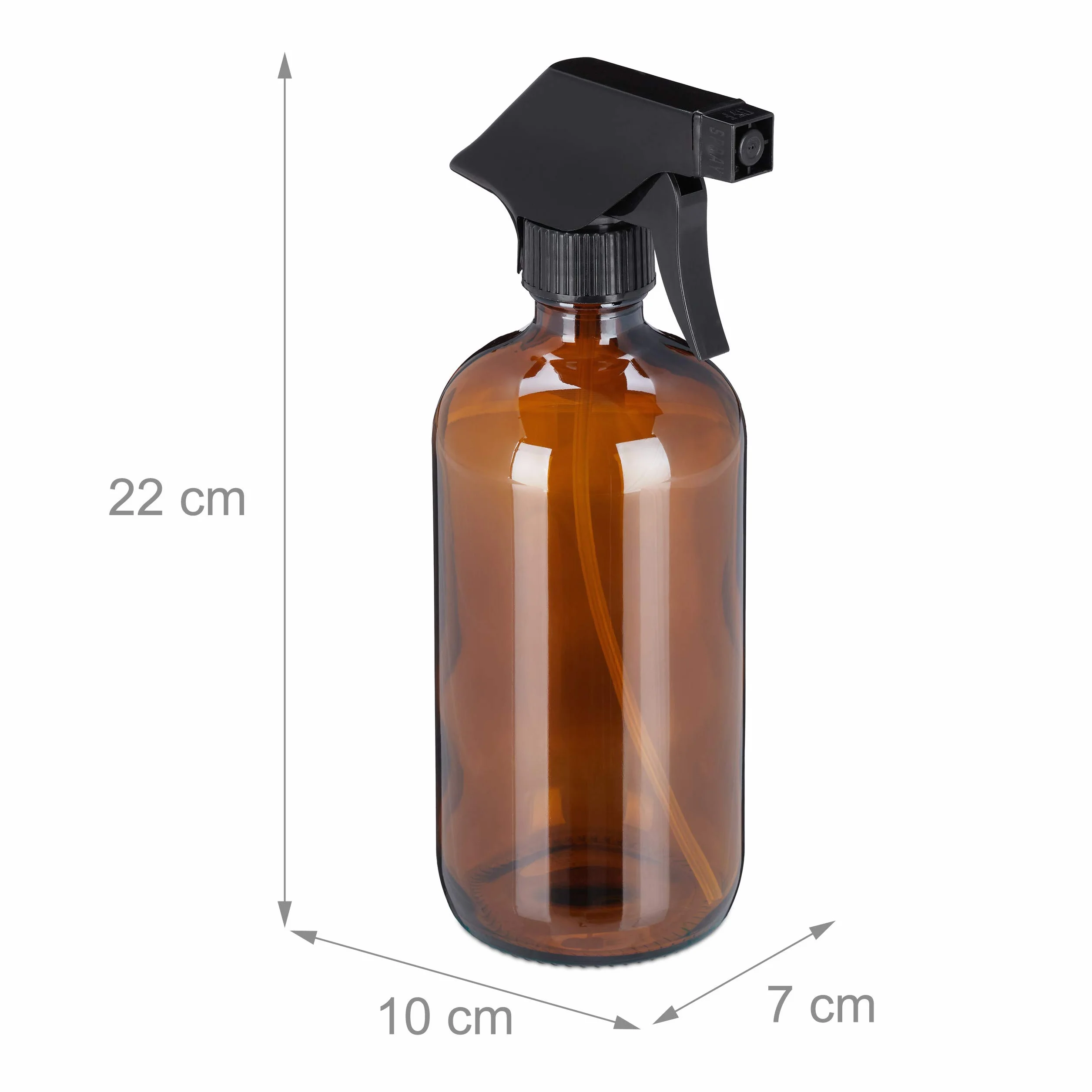 Relaxdays Pulverizador Agua Cristal, 2 x 500 ml, Boquilla Niebla y Chorro, Cuidado Pelo, Rellenable, Atomizador, Marrón
