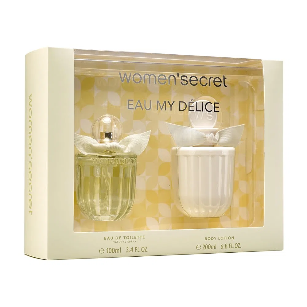 Women'secret Eau My Delice Estuche Regalo Perfumes de Mujer Pack de 2 Piezas Eau de Toilette 100ml con Vaporizador y Body Lotion 200ml Set Fragancia Alegre, Floral y Afrutada Colonia Mujer