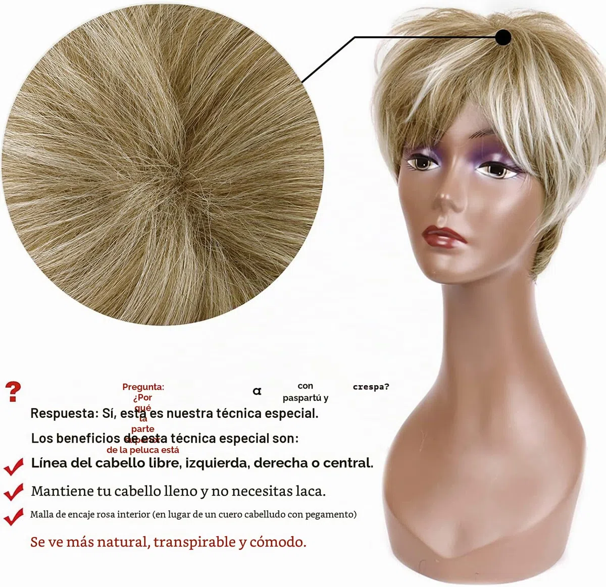 Creamily Peluca Corta Pixie Peluca Rubia Corta en Capas para Mujeres Peluca de Cabello Sintético para Señoras Rubia Marrón Mixta