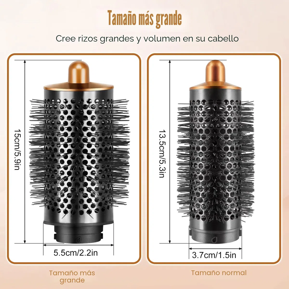 Cepillo redondo voluminizador mejorado para Dyson para accesorios Airwrap, cepillo voluminizador para pelo liso, dorado